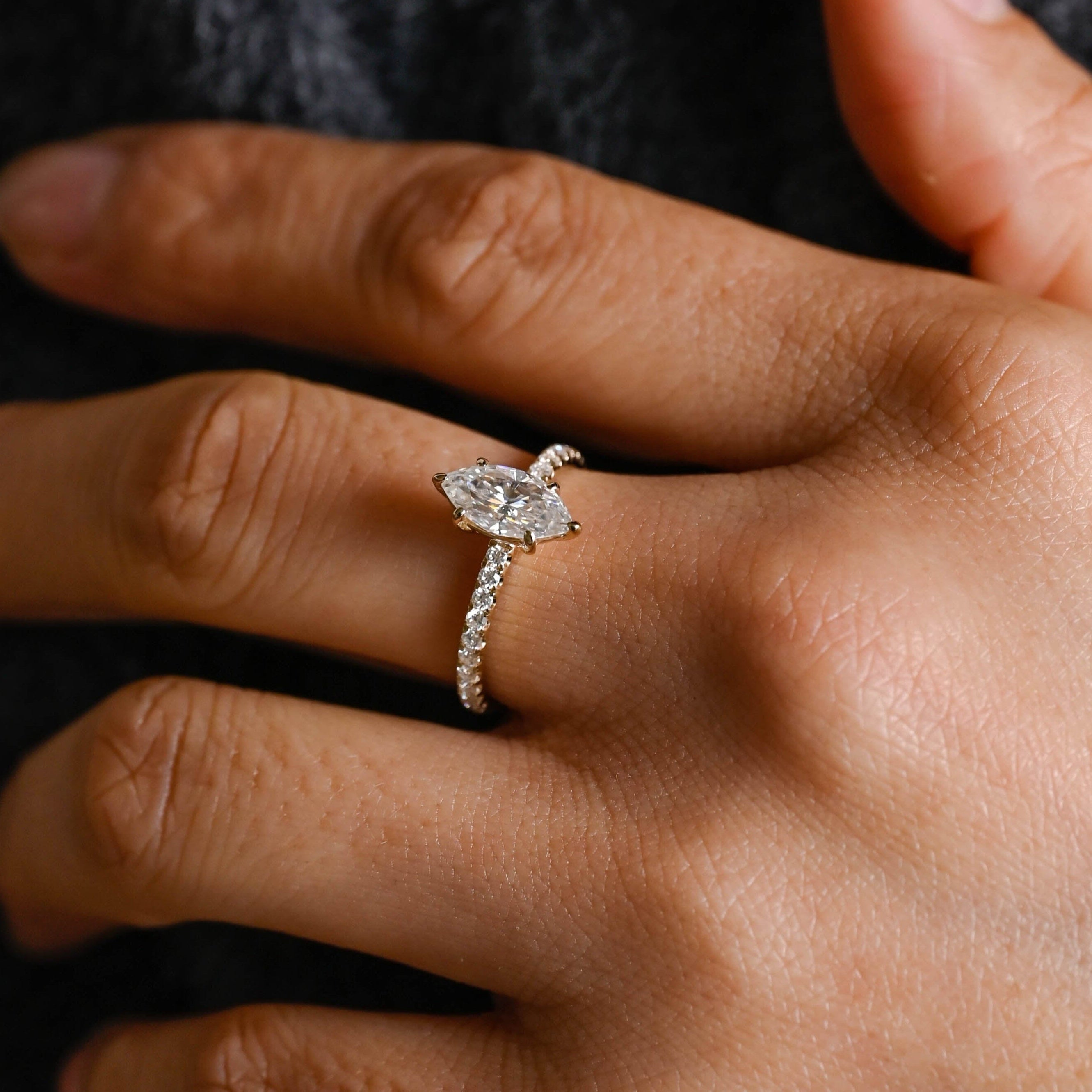2 CT Emerald Pave Moissanite Engagement Ring