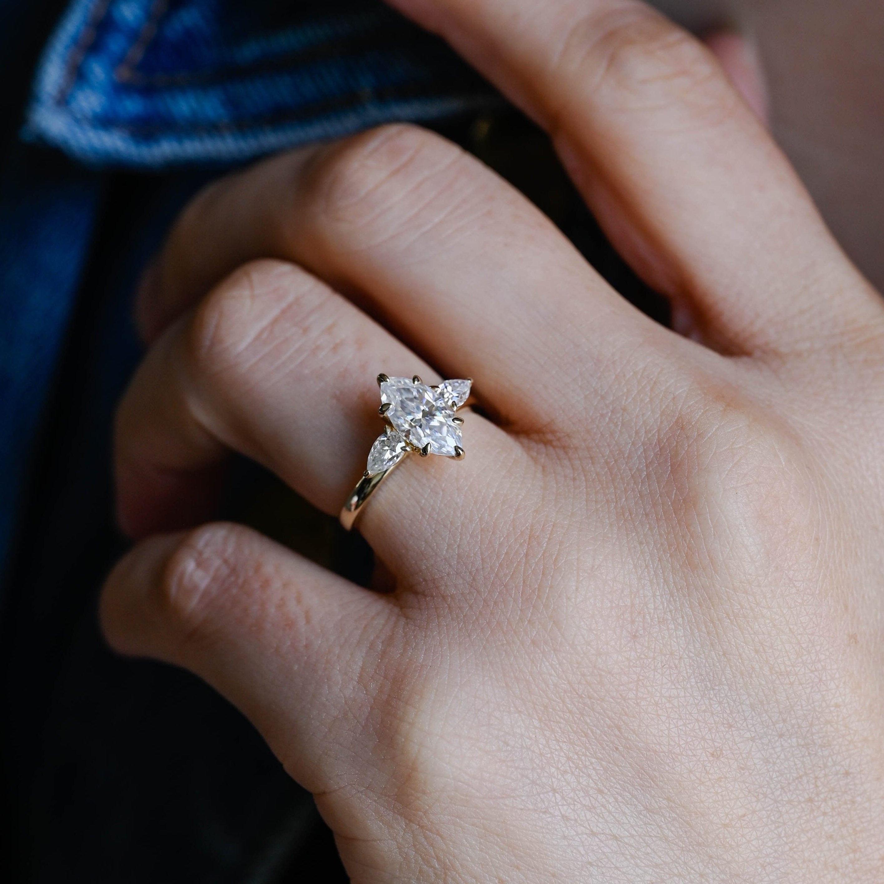 2 CT Emerald Pave Moissanite Engagement Ring