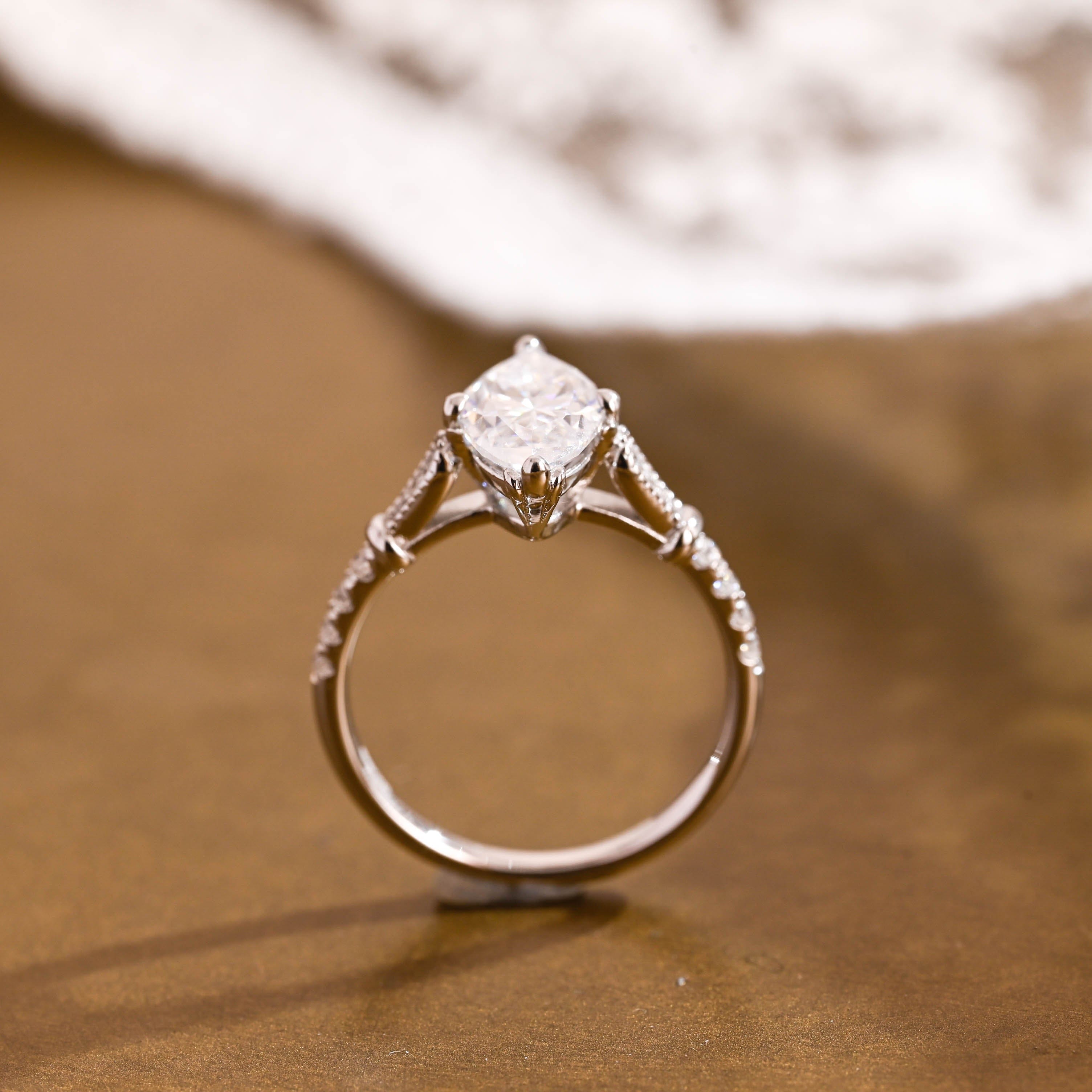 2 CT Emerald Pave Moissanite Engagement Ring