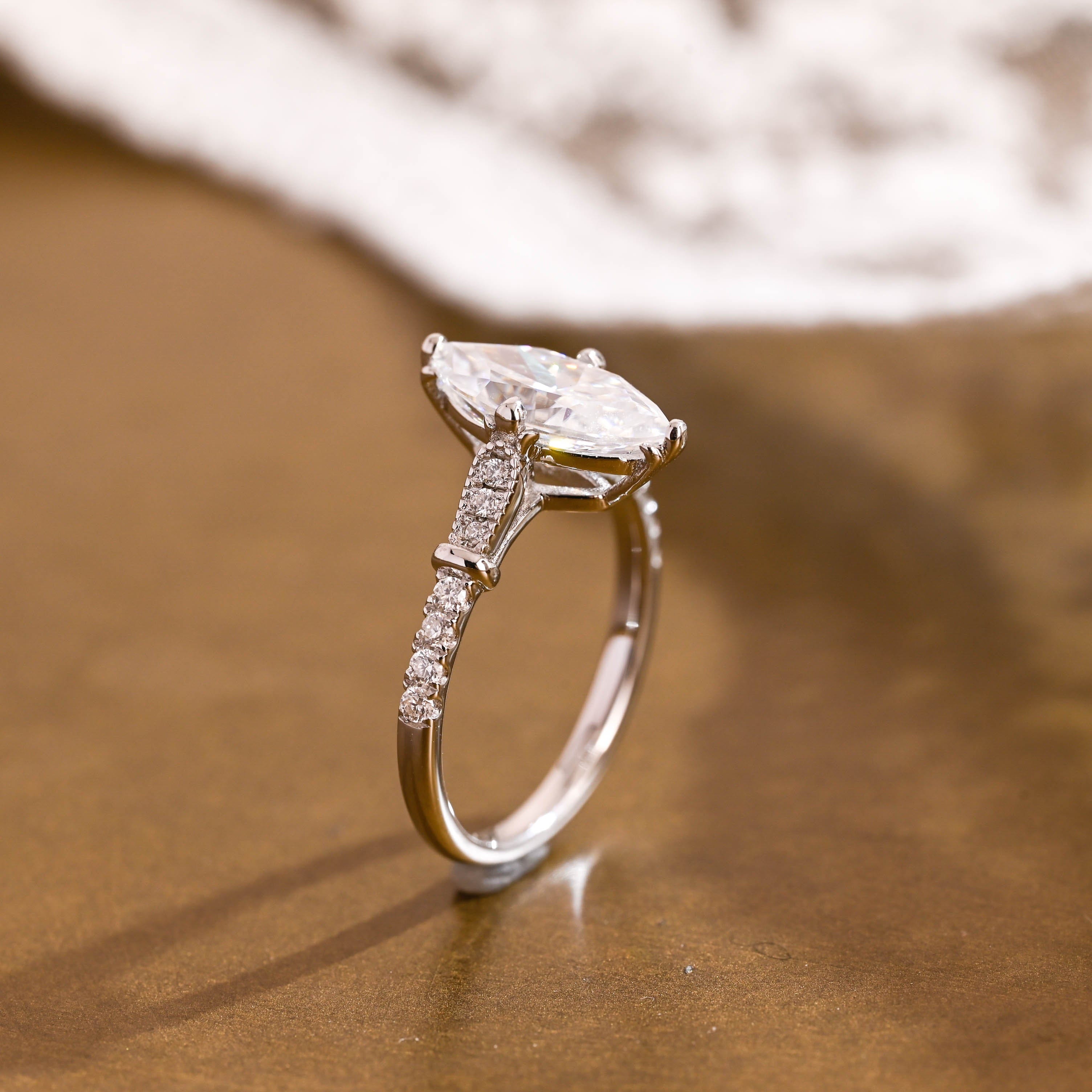 2 CT Emerald Pave Moissanite Engagement Ring