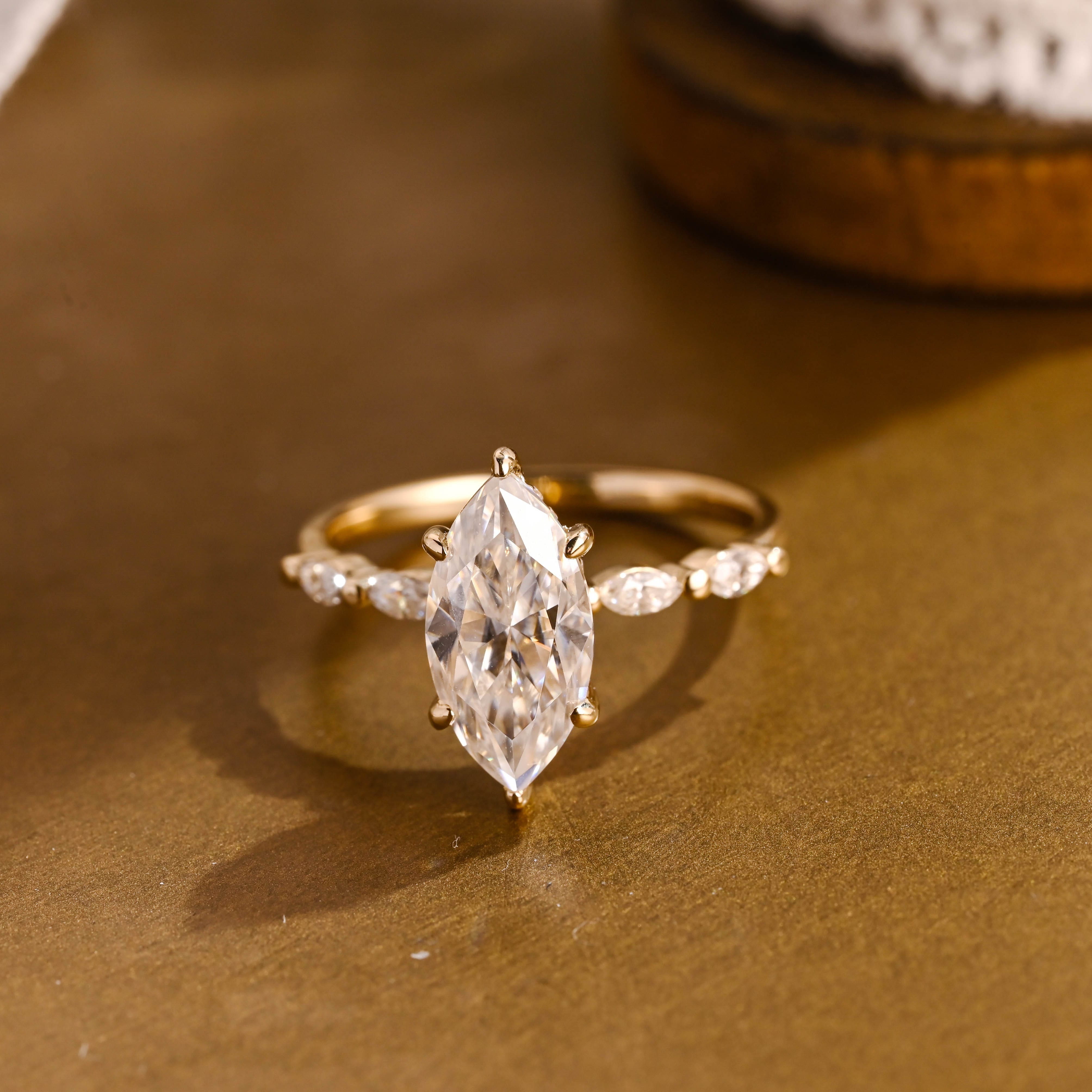 2 CT Emerald Pave Moissanite Engagement Ring