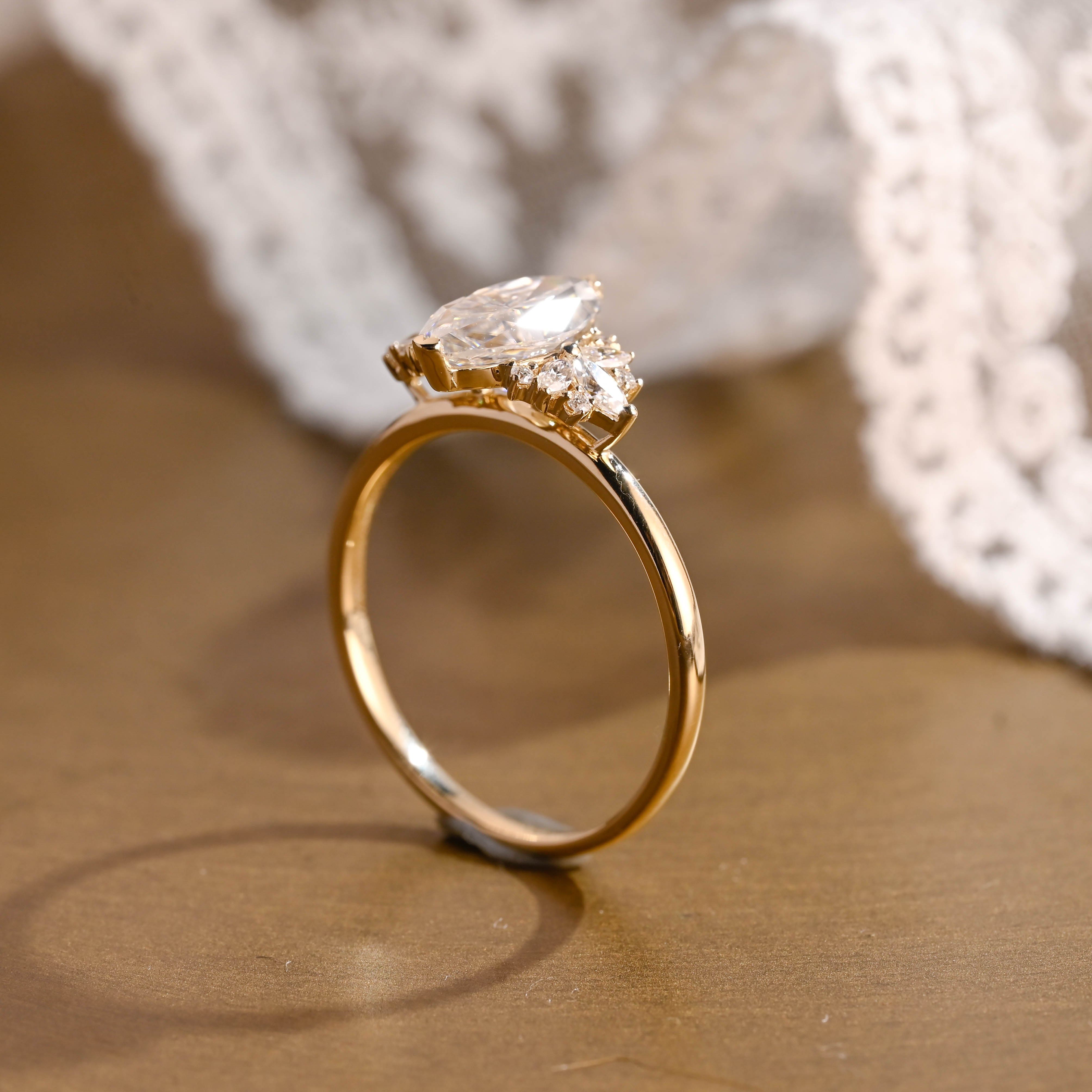 2 CT Emerald Pave Moissanite Engagement Ring