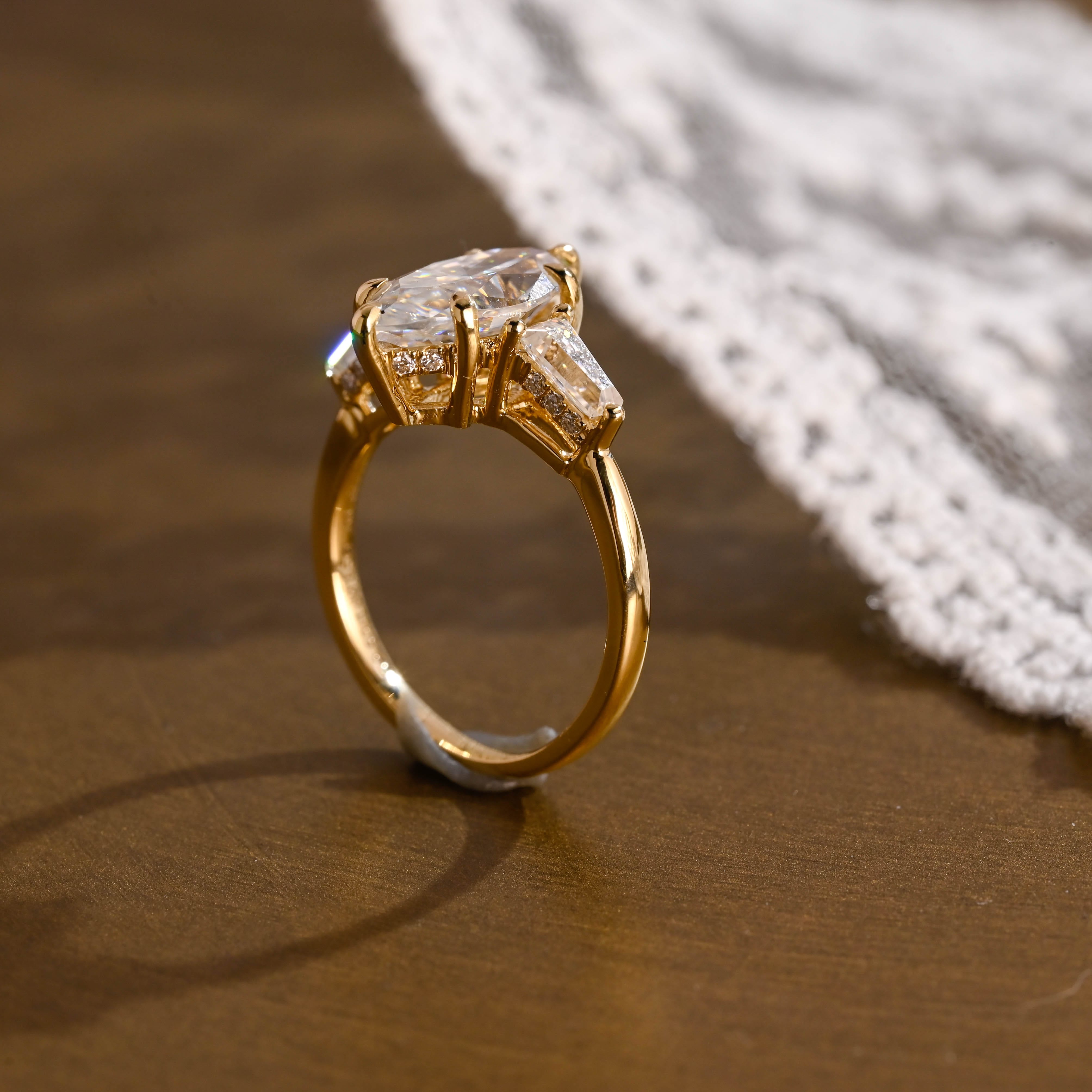 2 CT Emerald Pave Moissanite Engagement Ring