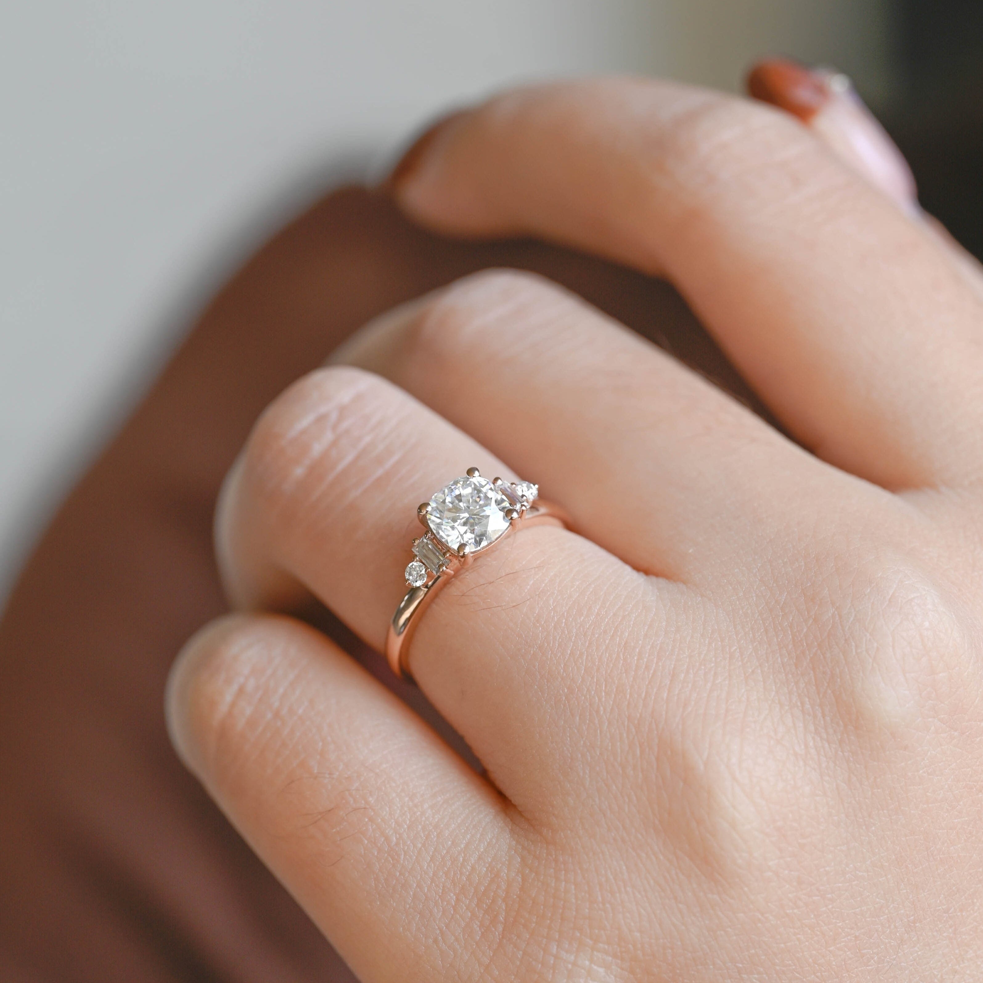 2 CT Emerald Pave Moissanite Engagement Ring