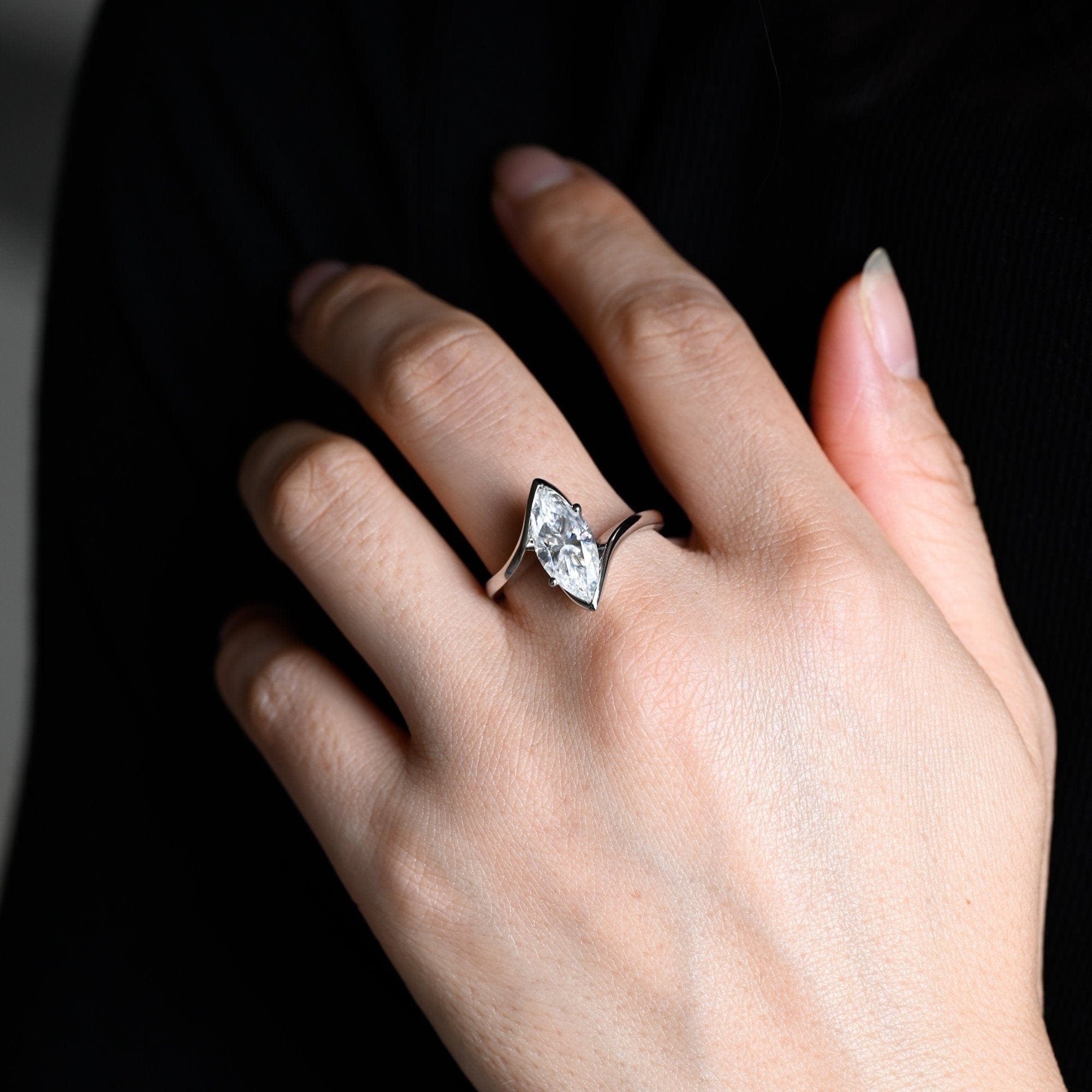 2 CT Emerald Pave Moissanite Engagement Ring
