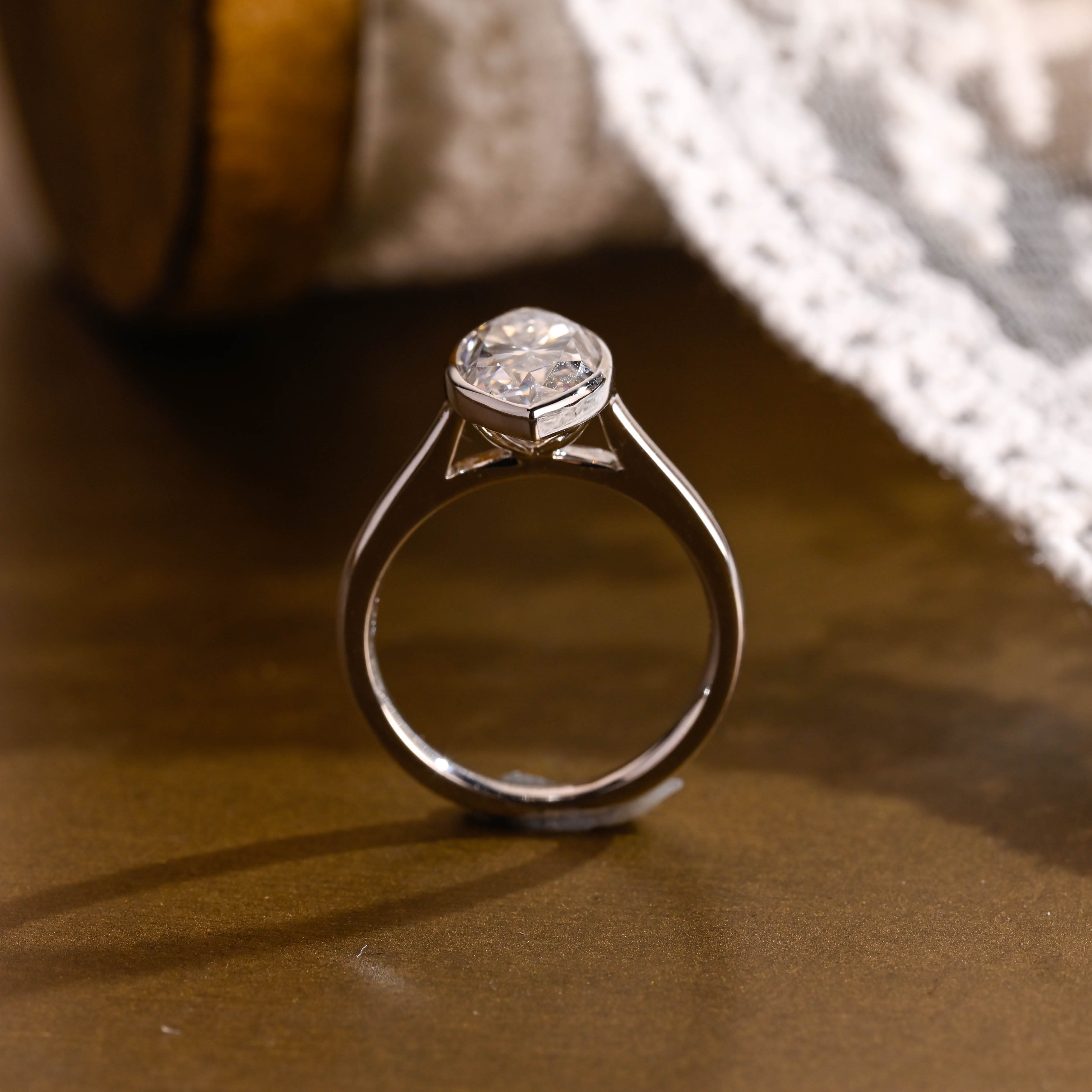 2 CT Emerald Pave Moissanite Engagement Ring