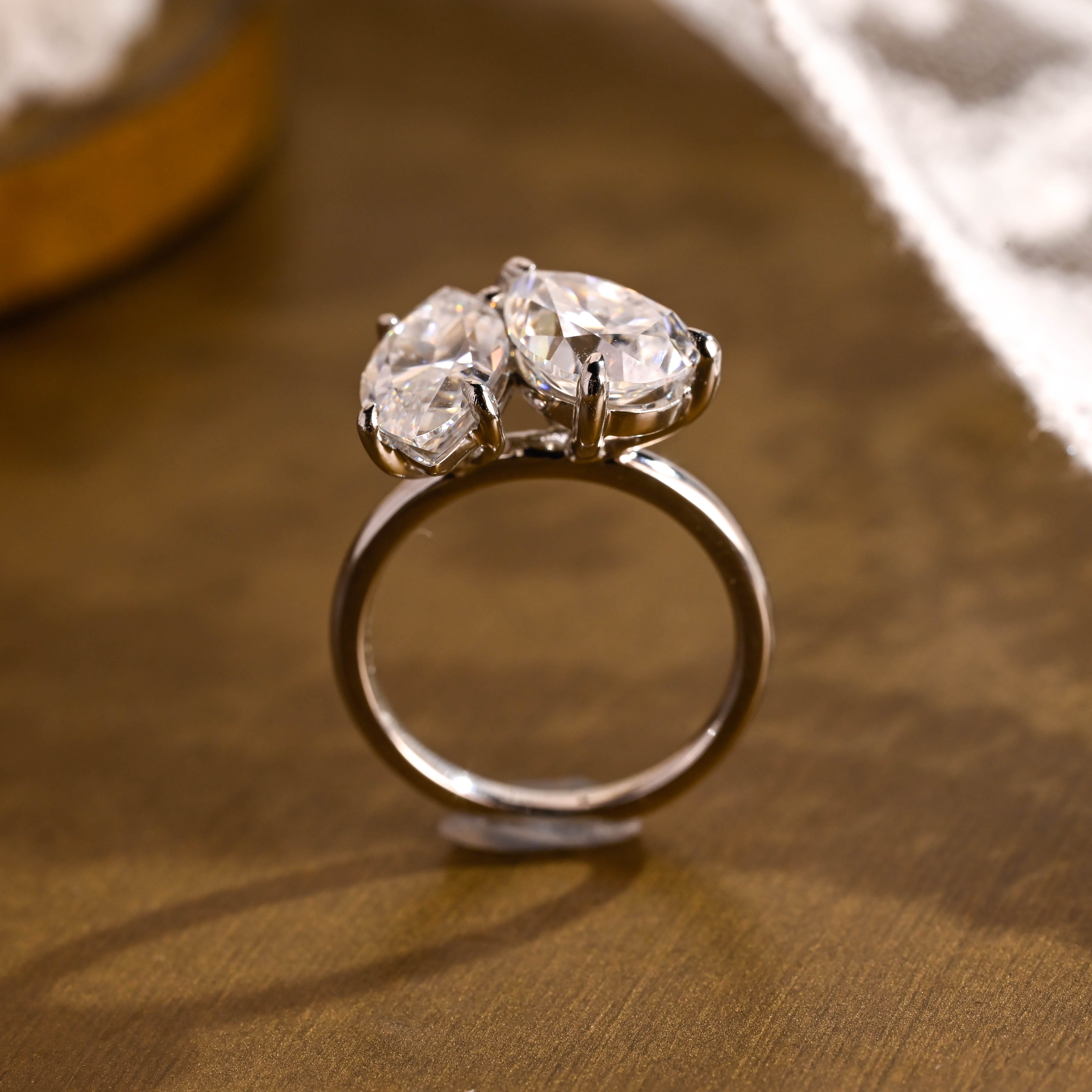 2 CT Emerald Pave Moissanite Engagement Ring
