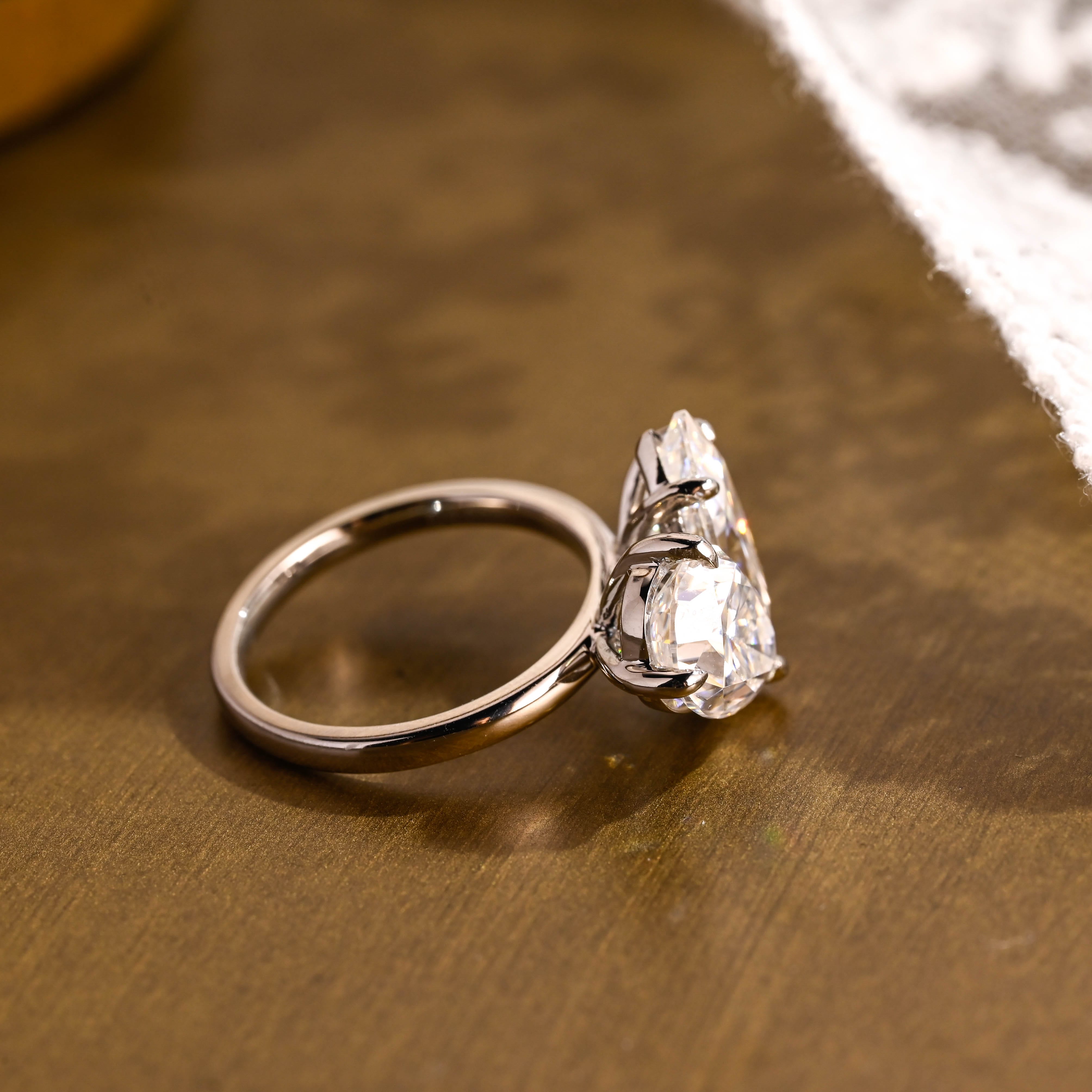 2 CT Emerald Pave Moissanite Engagement Ring