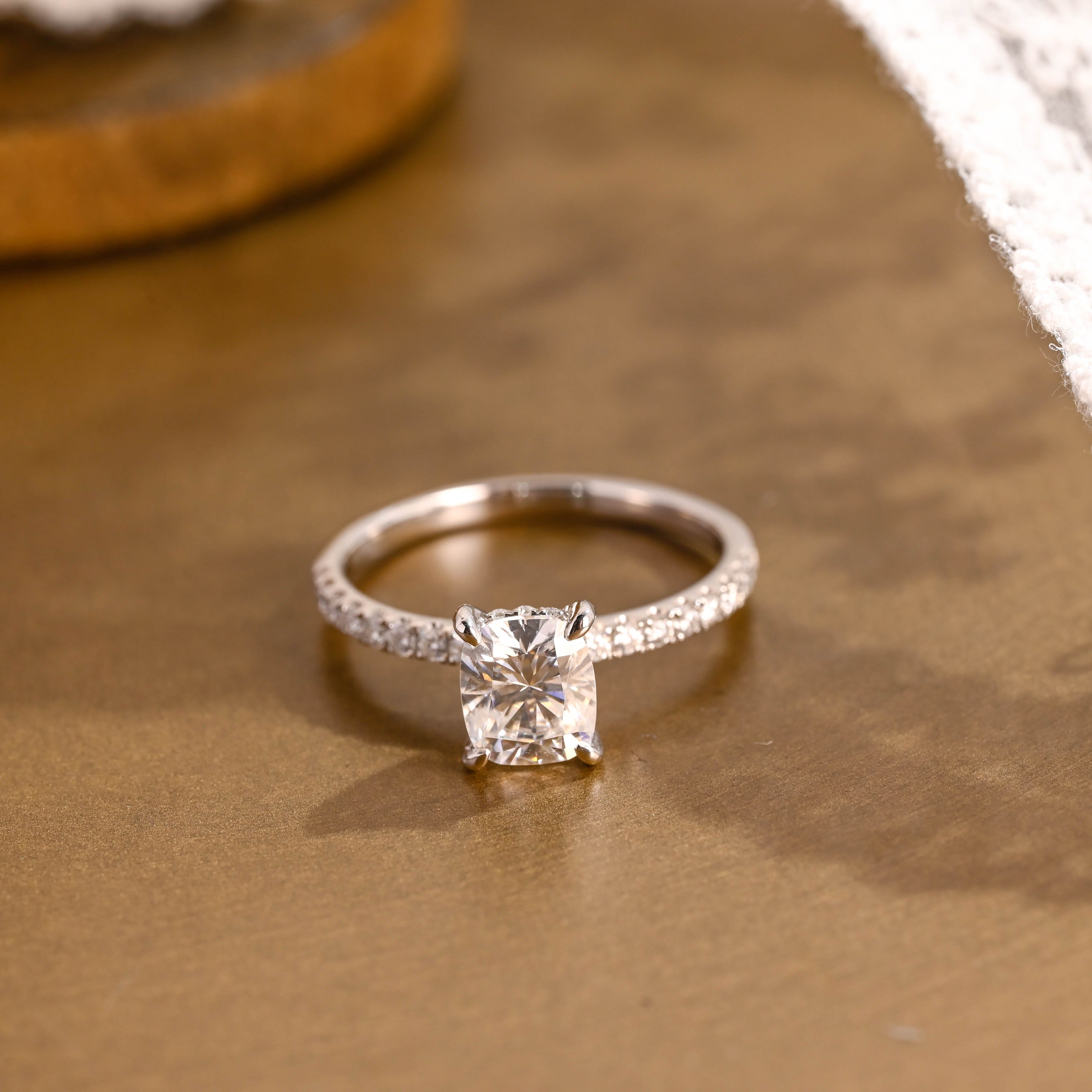 2 CT Emerald Pave Moissanite Engagement Ring