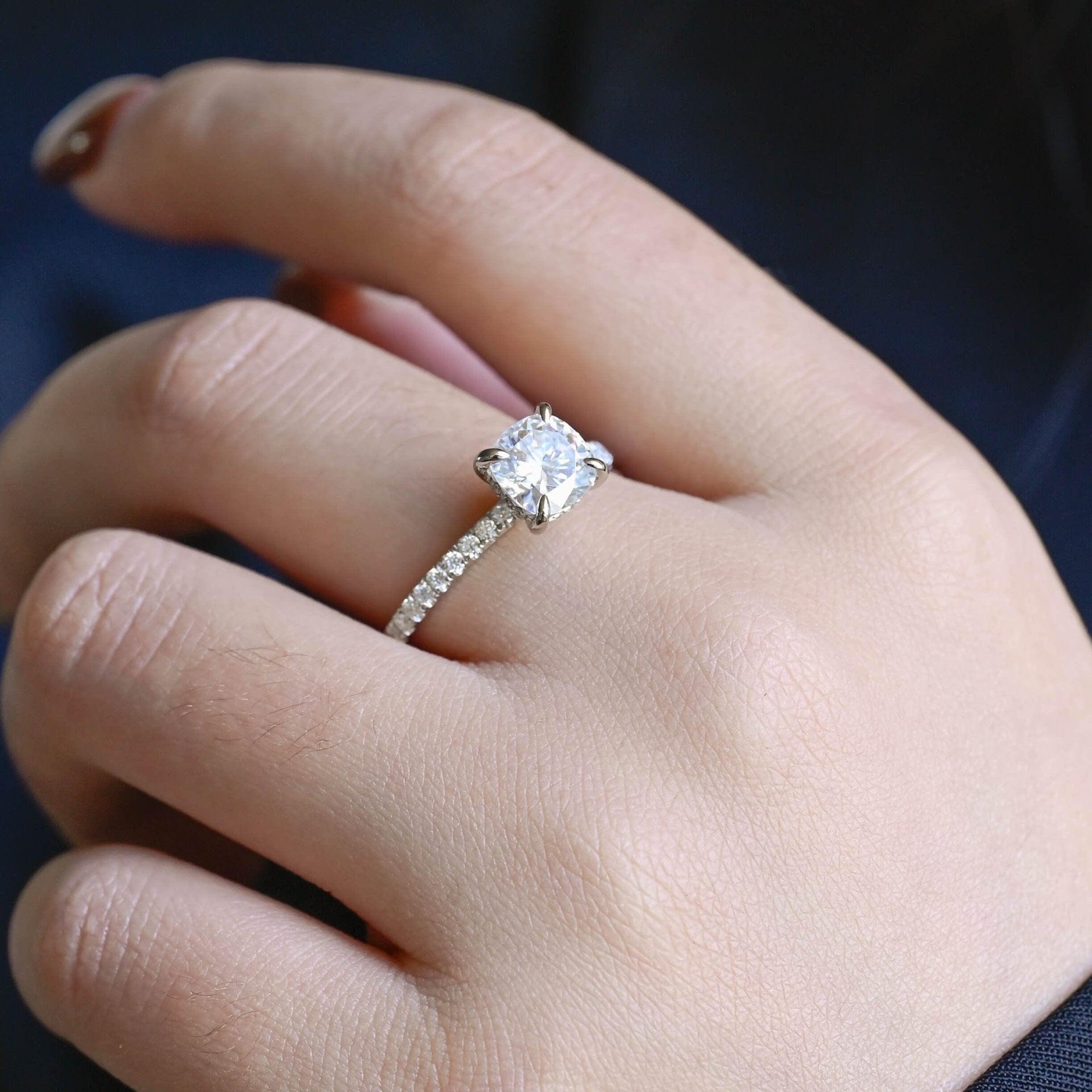 2 CT Emerald Pave Moissanite Engagement Ring