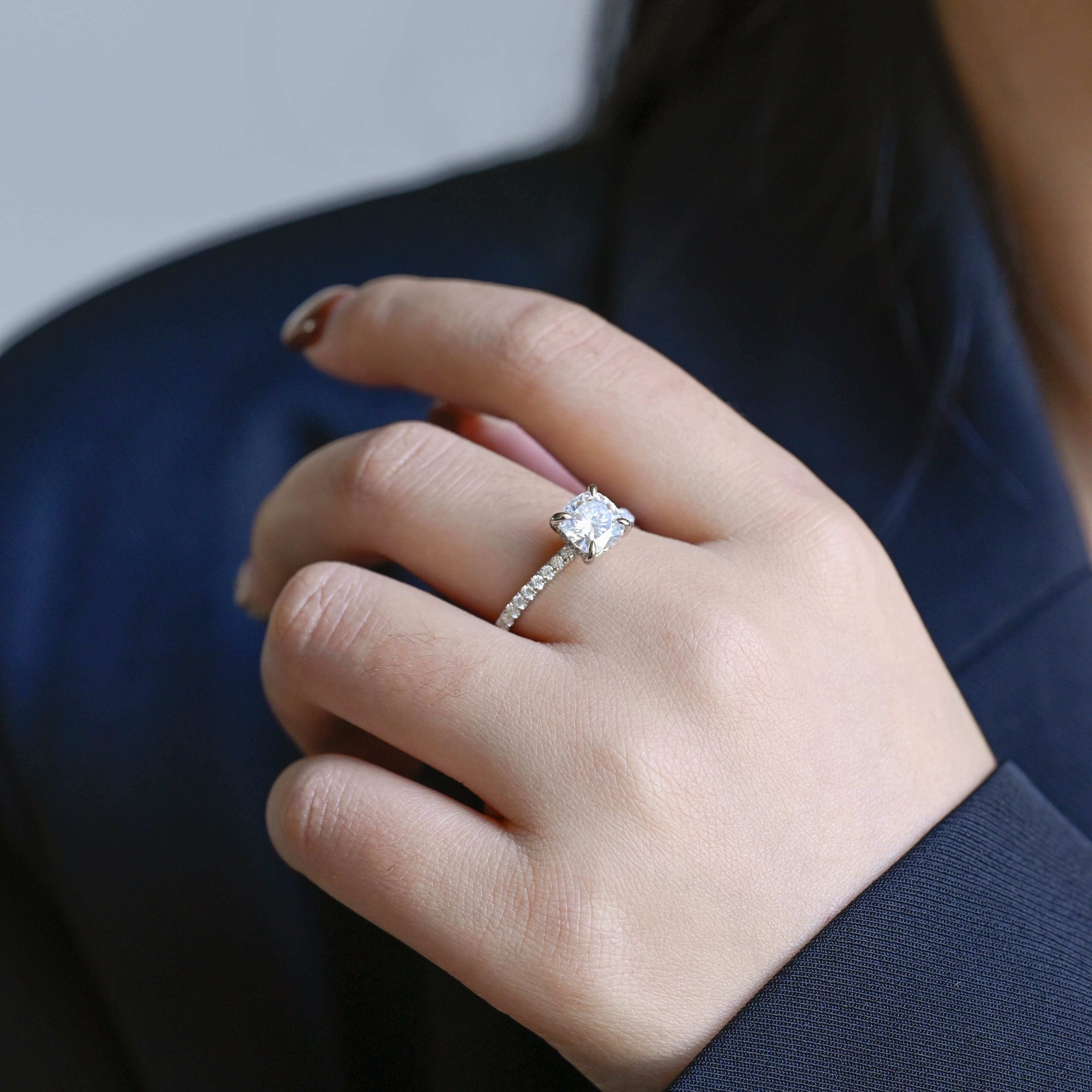 2 CT Emerald Pave Moissanite Engagement Ring