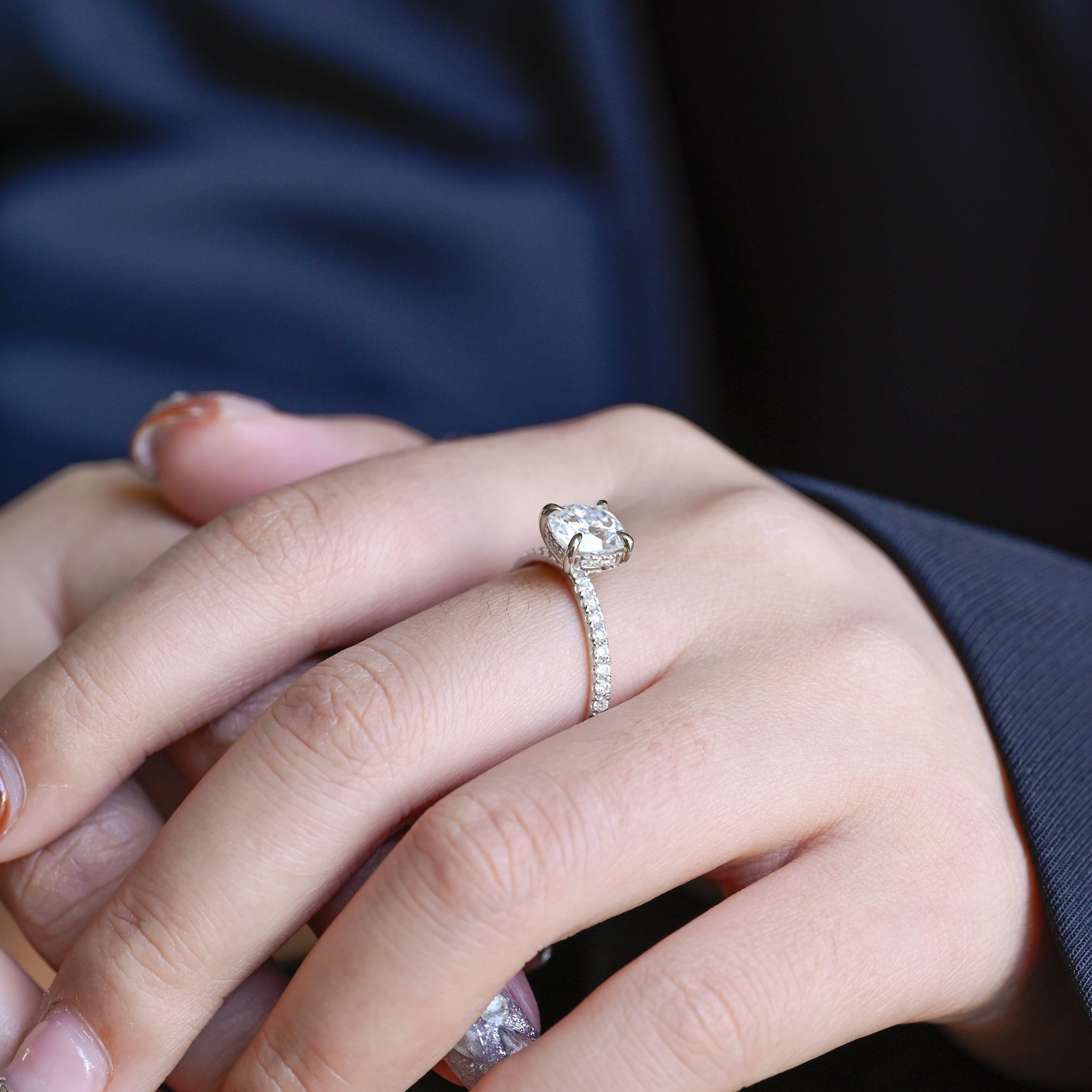 2 CT Emerald Pave Moissanite Engagement Ring
