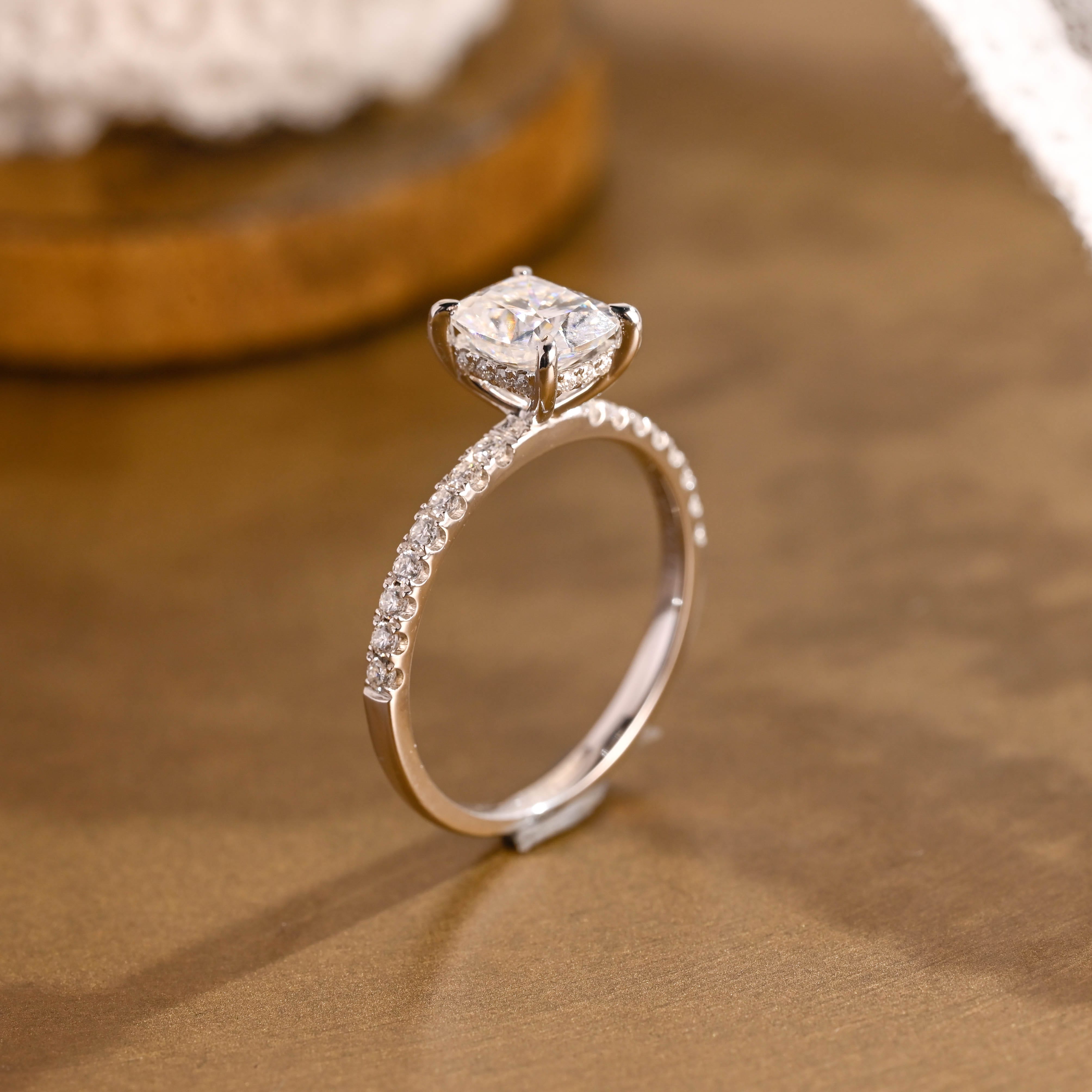 2 CT Emerald Pave Moissanite Engagement Ring