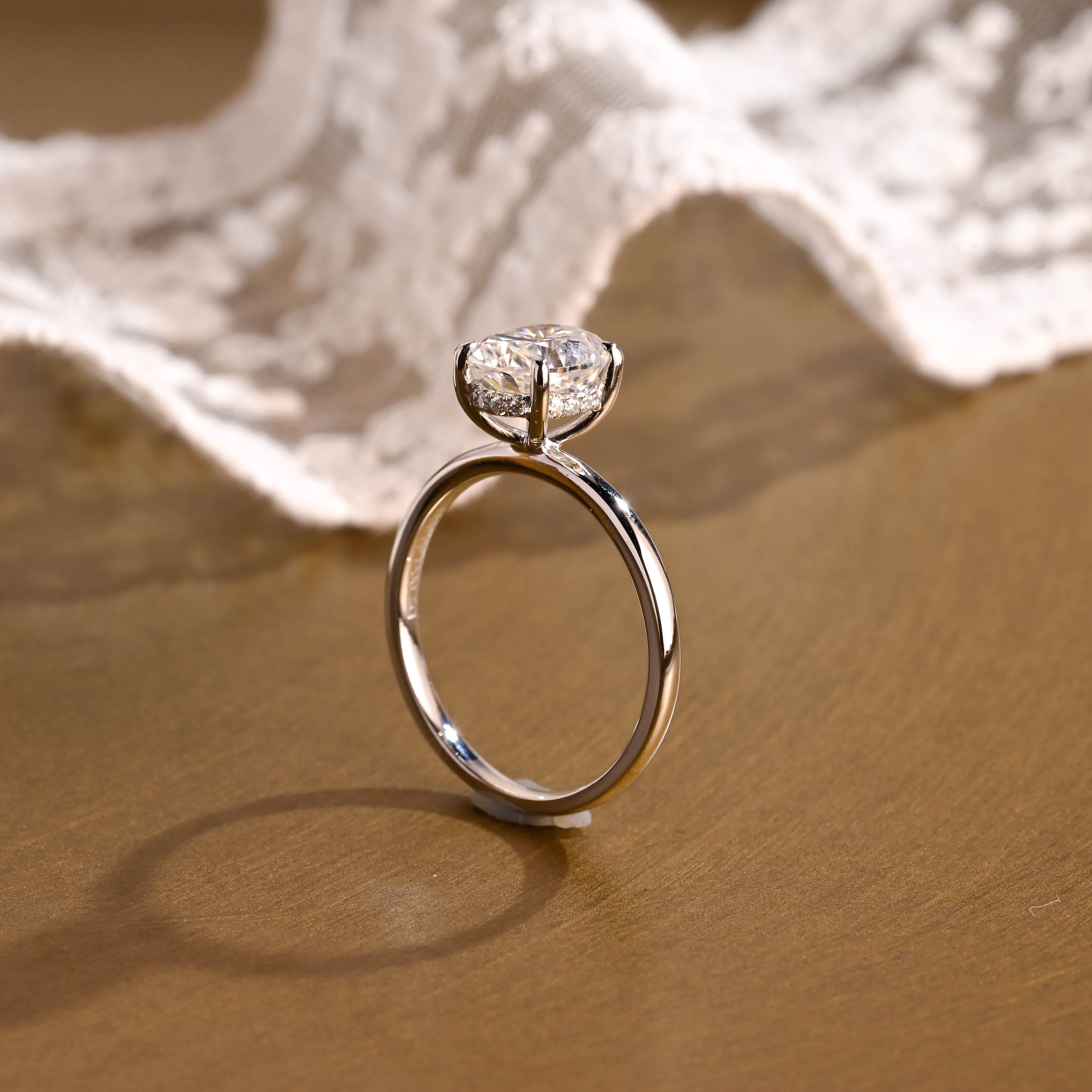 2 CT Emerald Pave Moissanite Engagement Ring