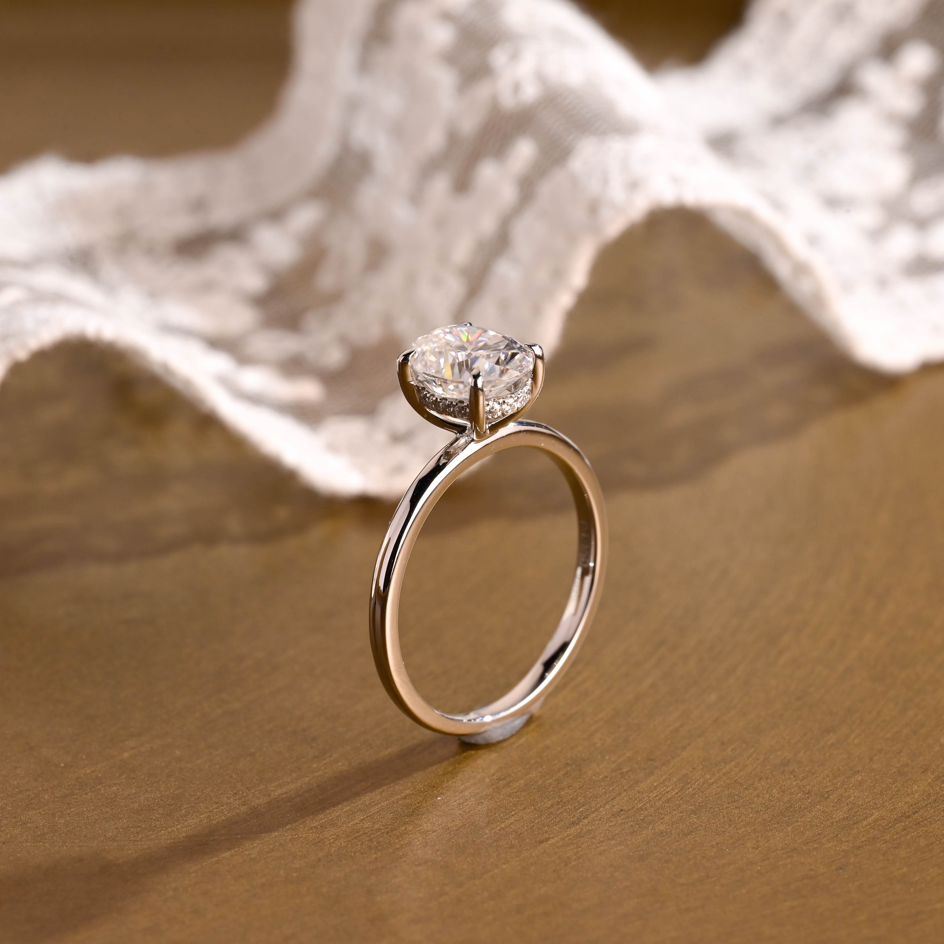 2 CT Emerald Pave Moissanite Engagement Ring