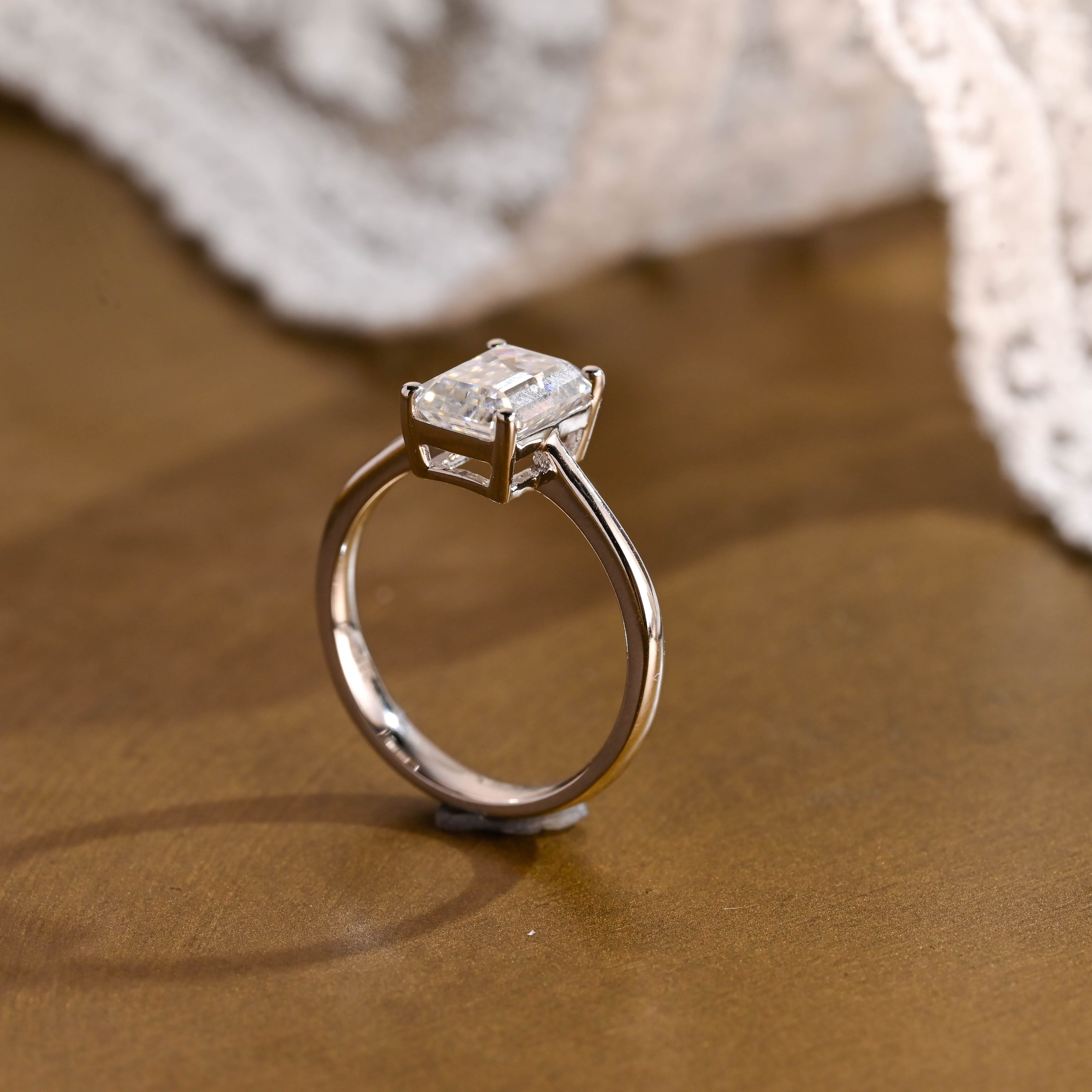 2 CT Emerald Pave Moissanite Engagement Ring