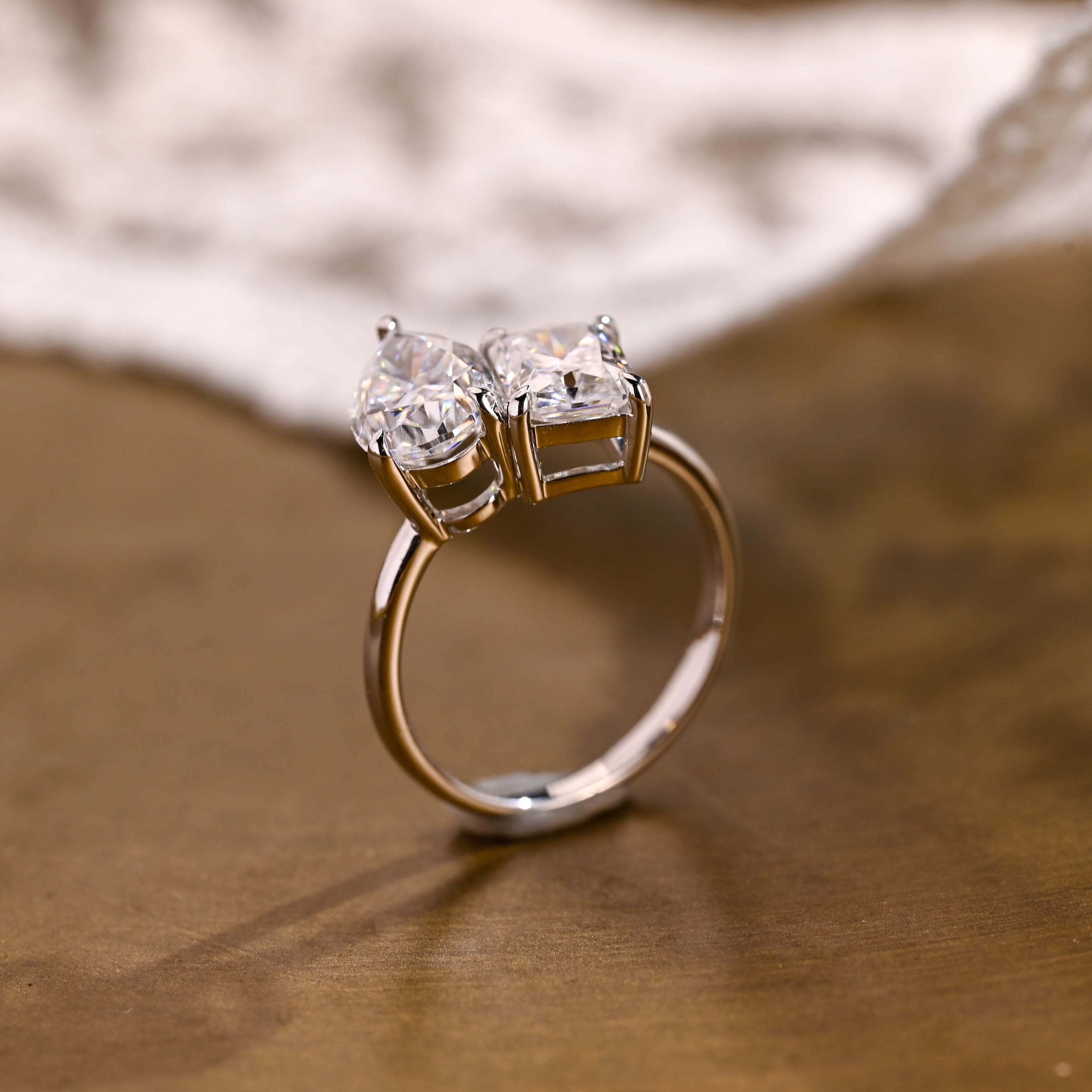 2 CT Emerald Pave Moissanite Engagement Ring