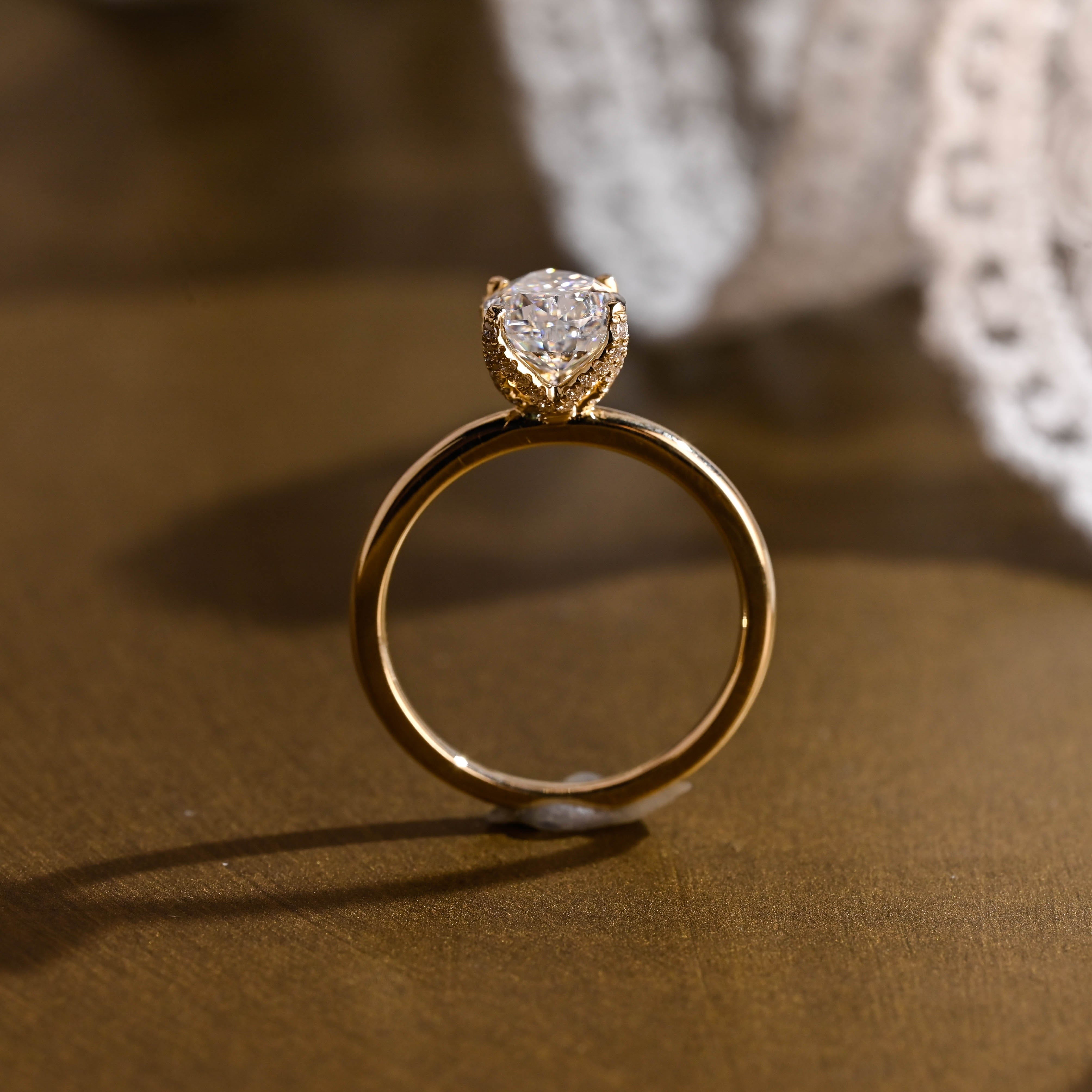 2 CT Emerald Pave Moissanite Engagement Ring