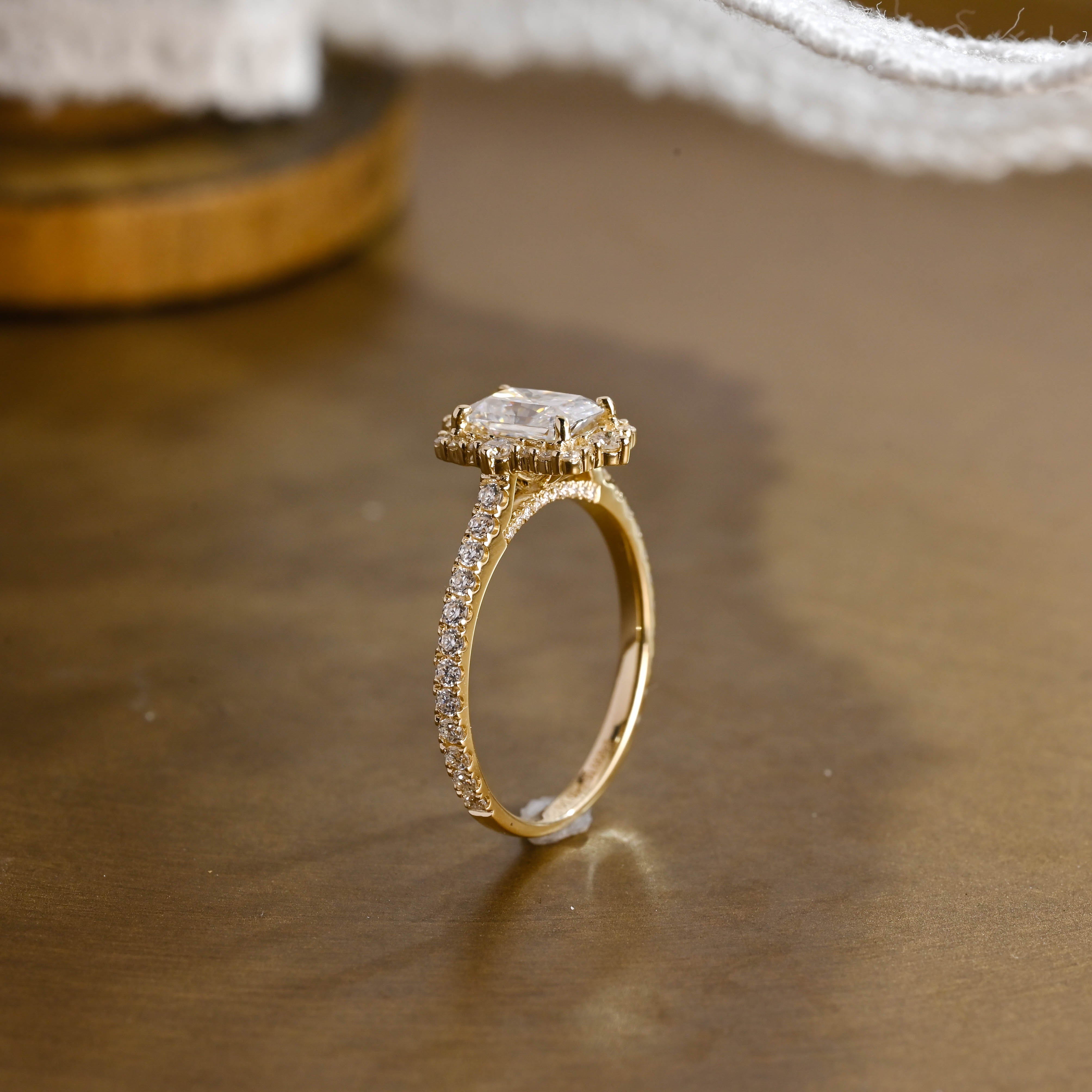 2 CT Emerald Pave Moissanite Engagement Ring