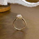 2 CT Emerald Pave Moissanite Engagement Ring