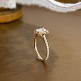 2 CT Emerald Pave Moissanite Engagement Ring