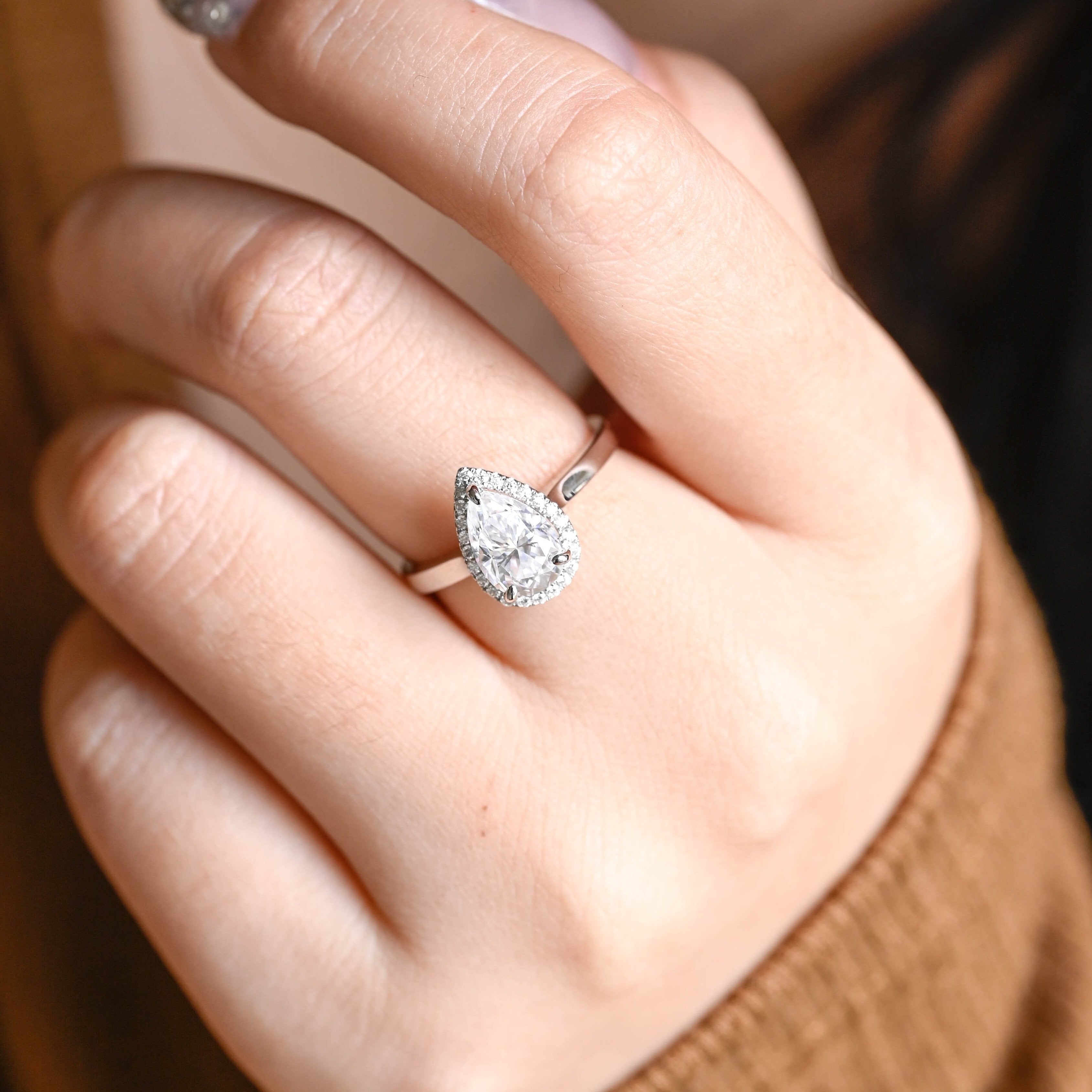 2 CT Emerald Pave Moissanite Engagement Ring