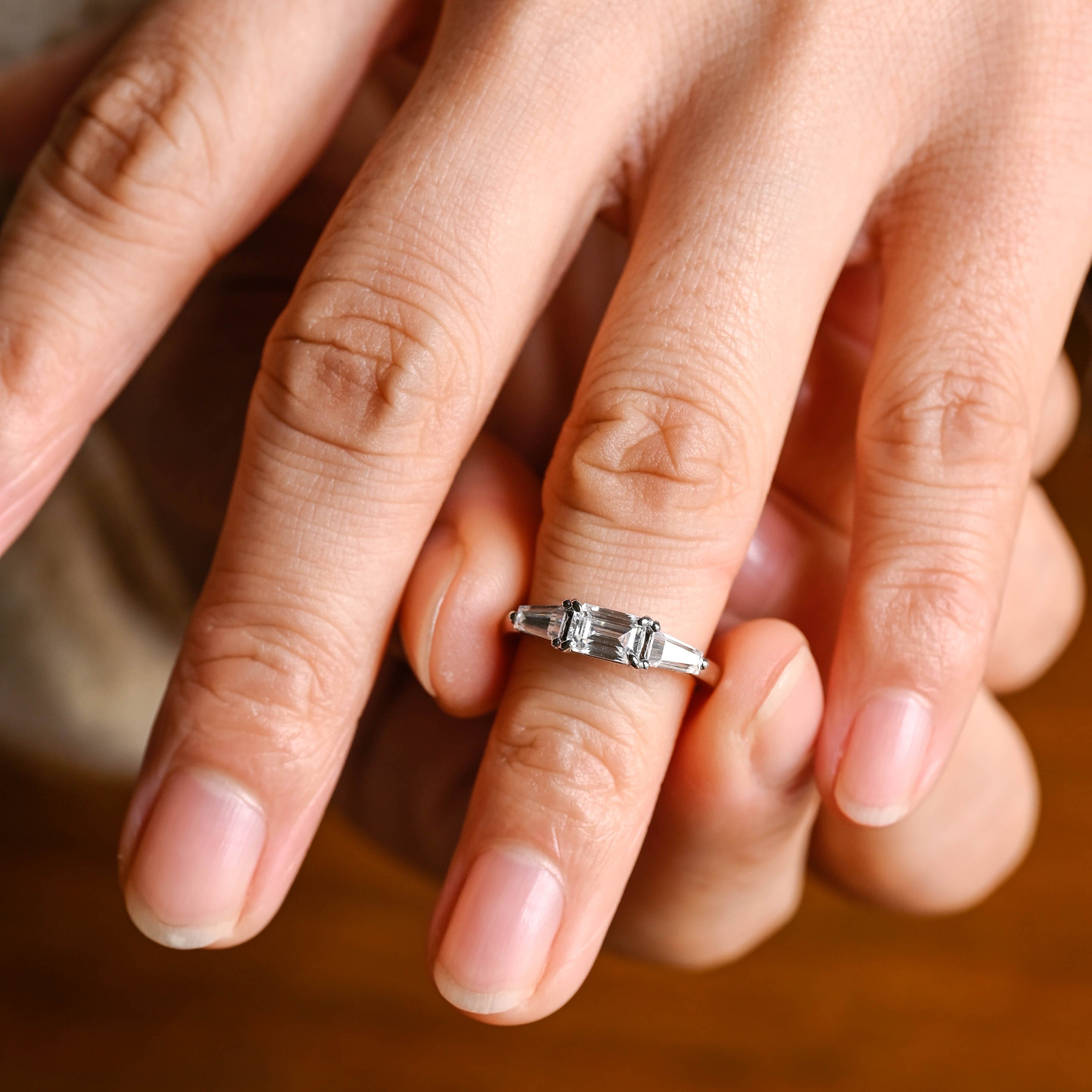 2 CT Emerald Pave Moissanite Engagement Ring
