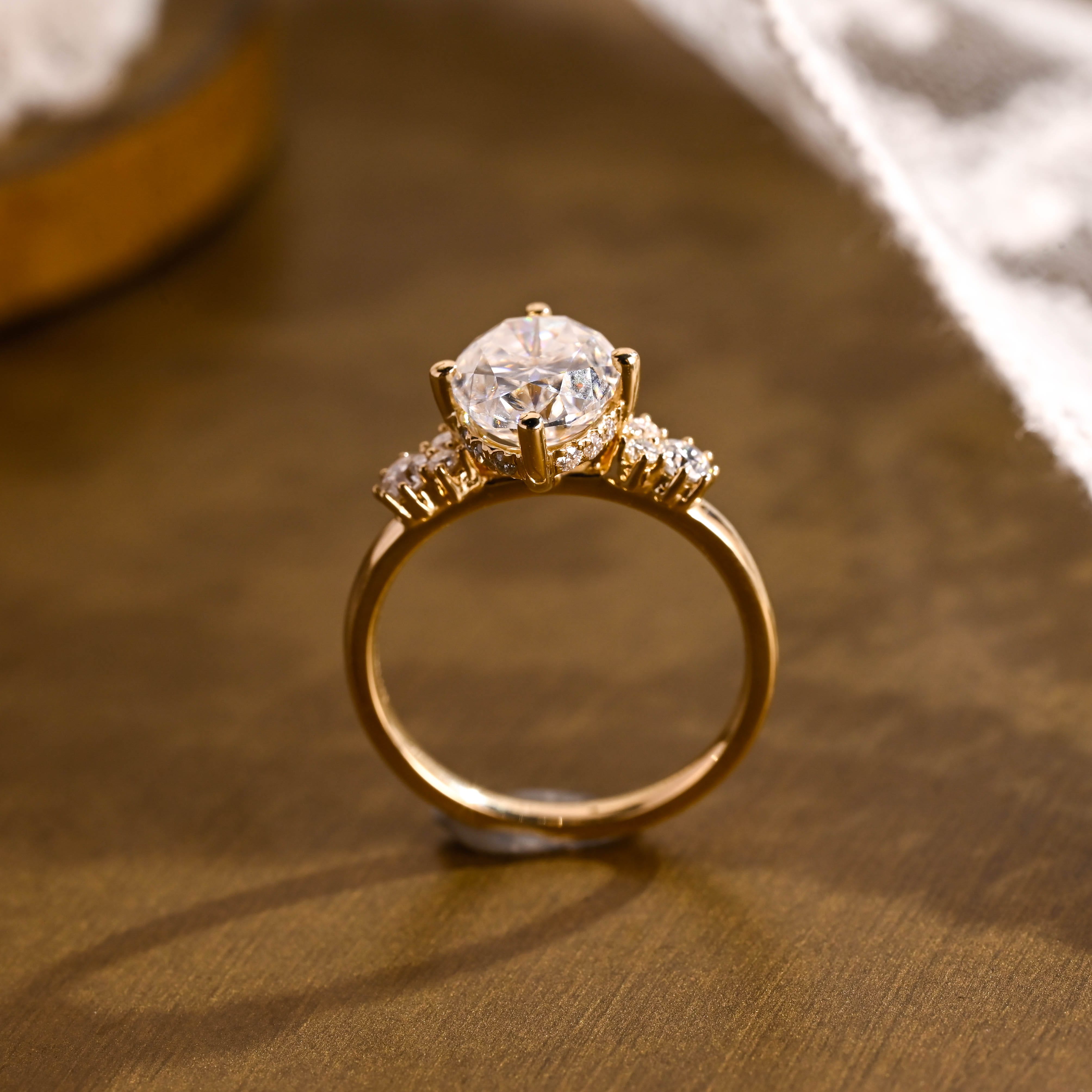 2 CT Emerald Pave Moissanite Engagement Ring