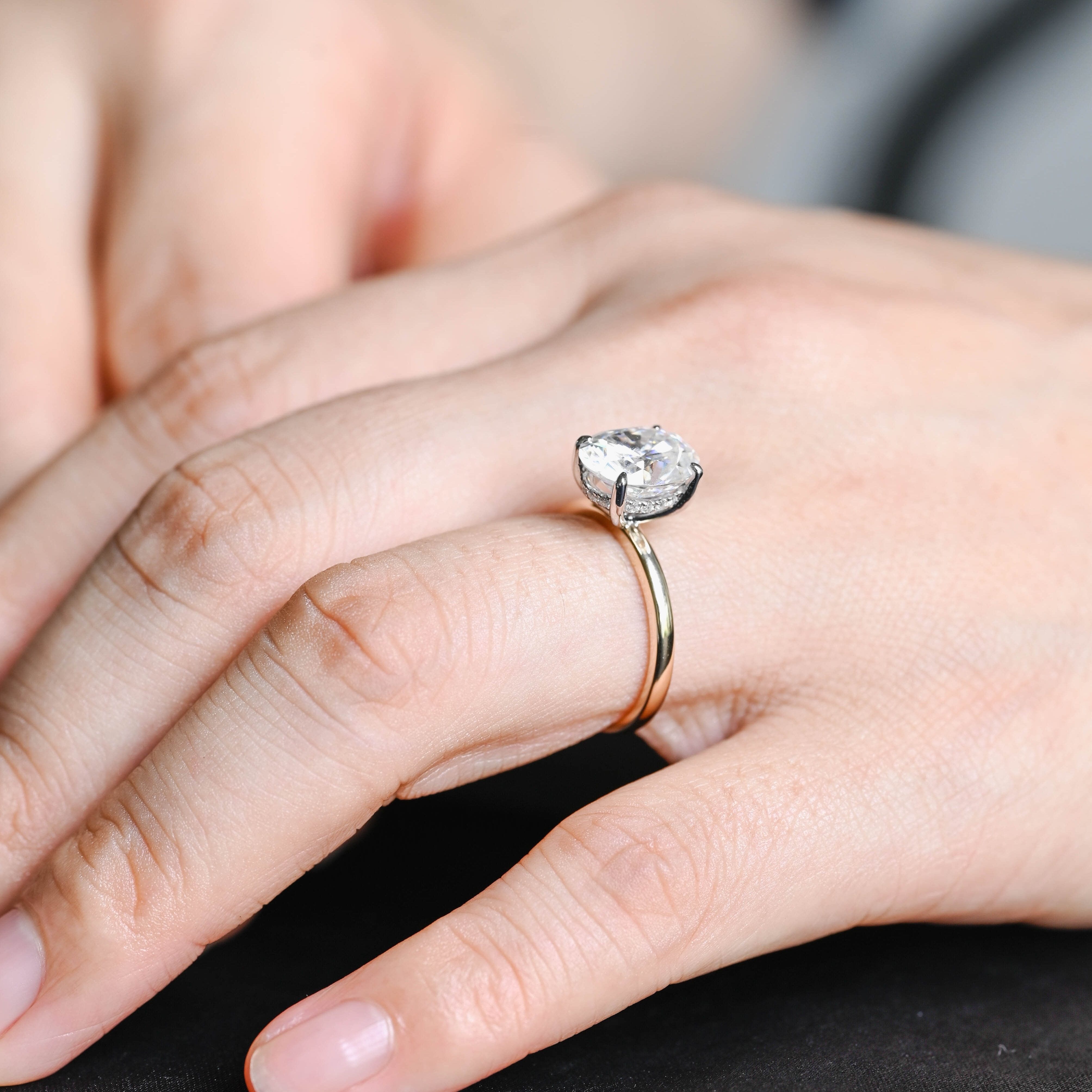 2 CT Emerald Pave Moissanite Engagement Ring