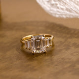 2 CT Emerald Pave Moissanite Engagement Ring