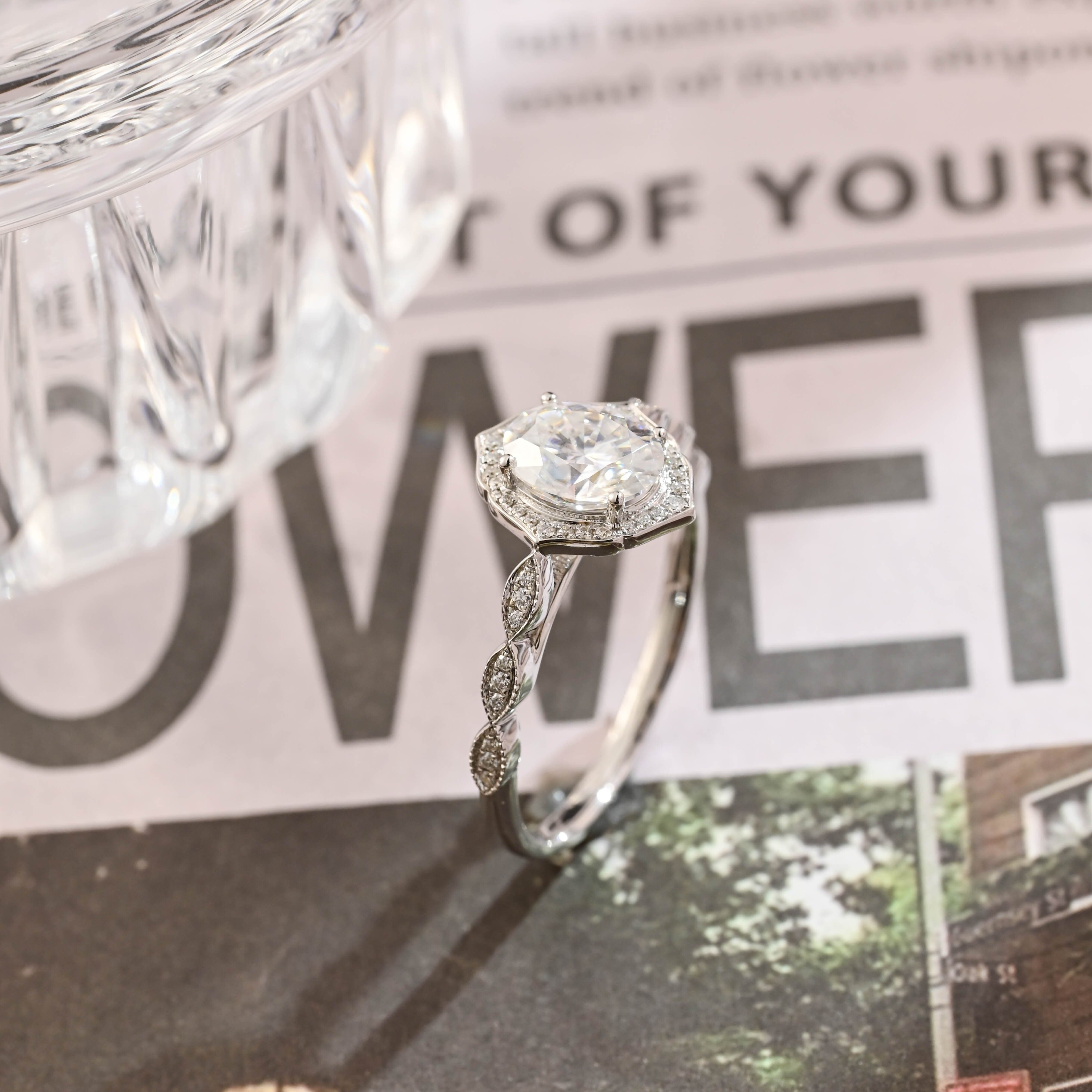 2 CT Emerald Pave Moissanite Engagement Ring
