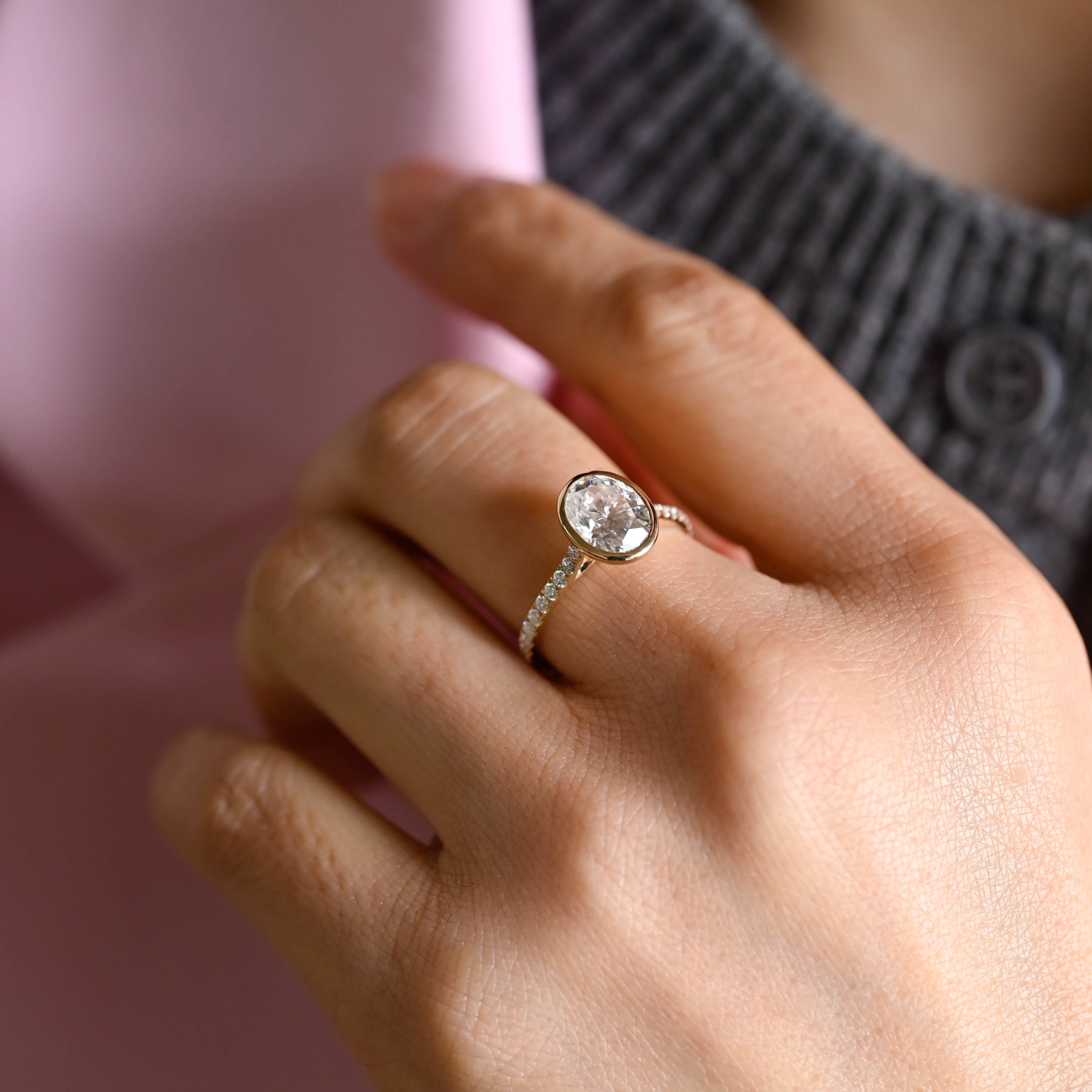 2 CT Emerald Pave Moissanite Engagement Ring