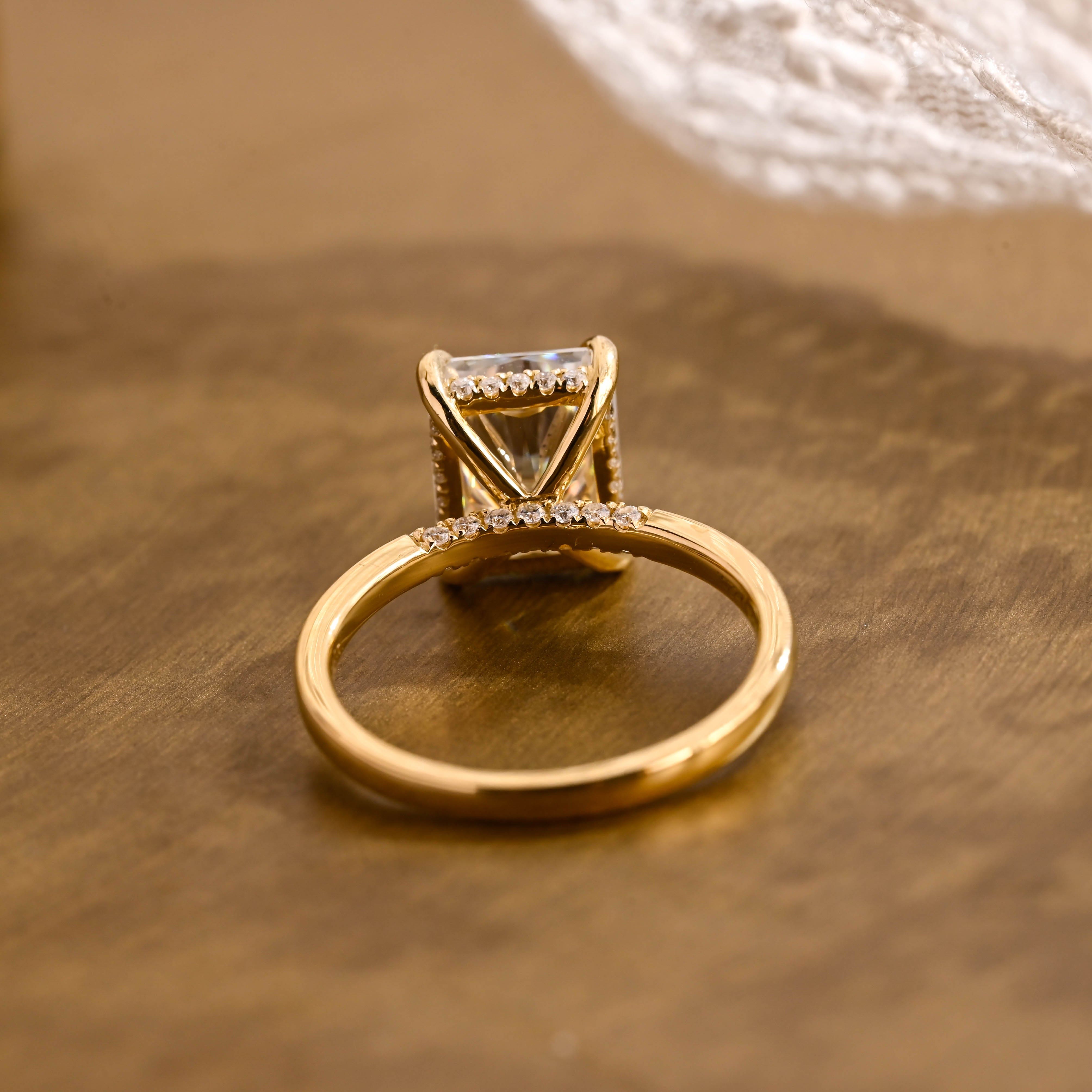2 CT Emerald Pave Moissanite Engagement Ring