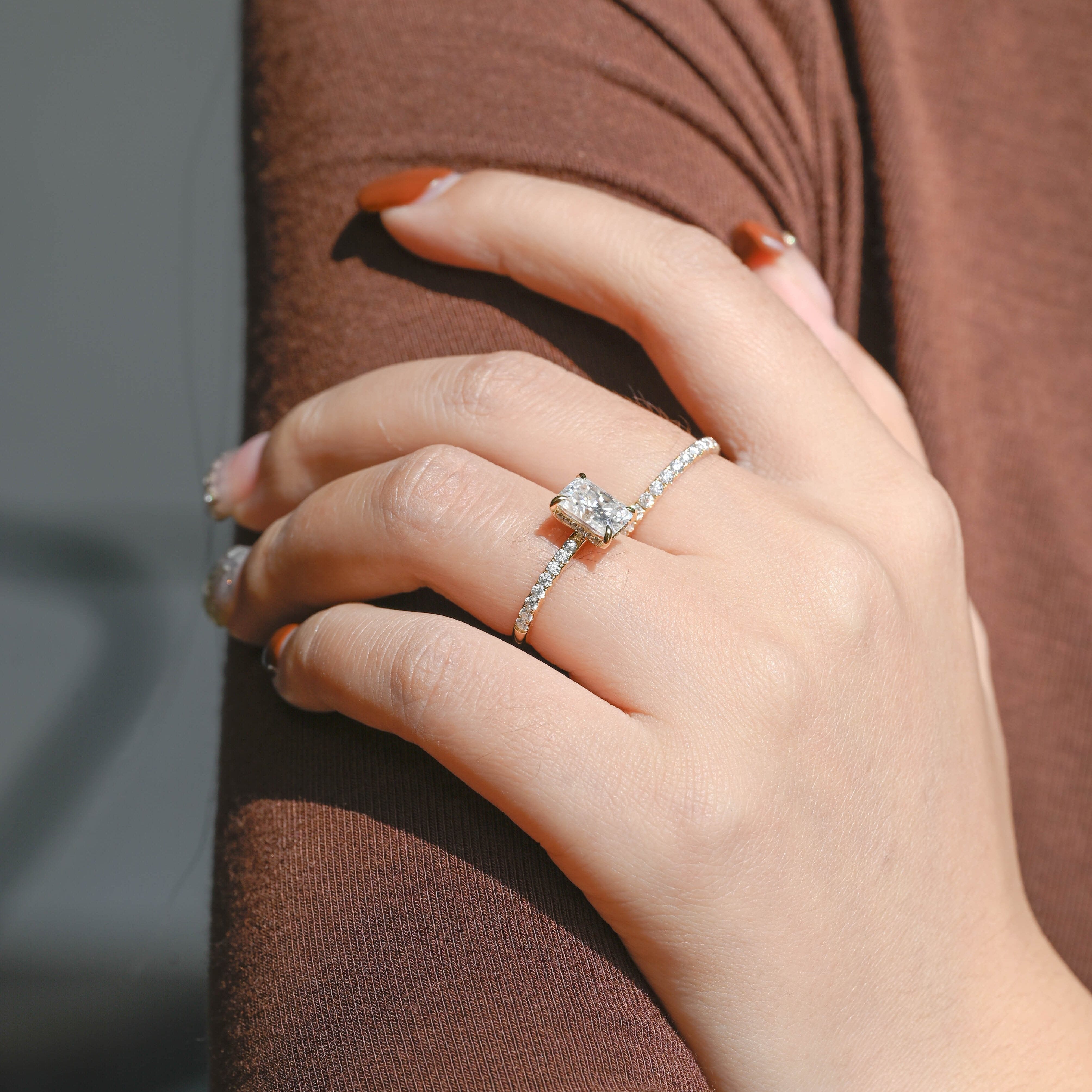 2 CT Emerald Pave Moissanite Engagement Ring