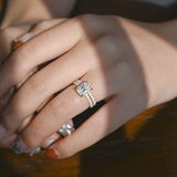 2 CT Emerald Pave Moissanite Engagement Ring