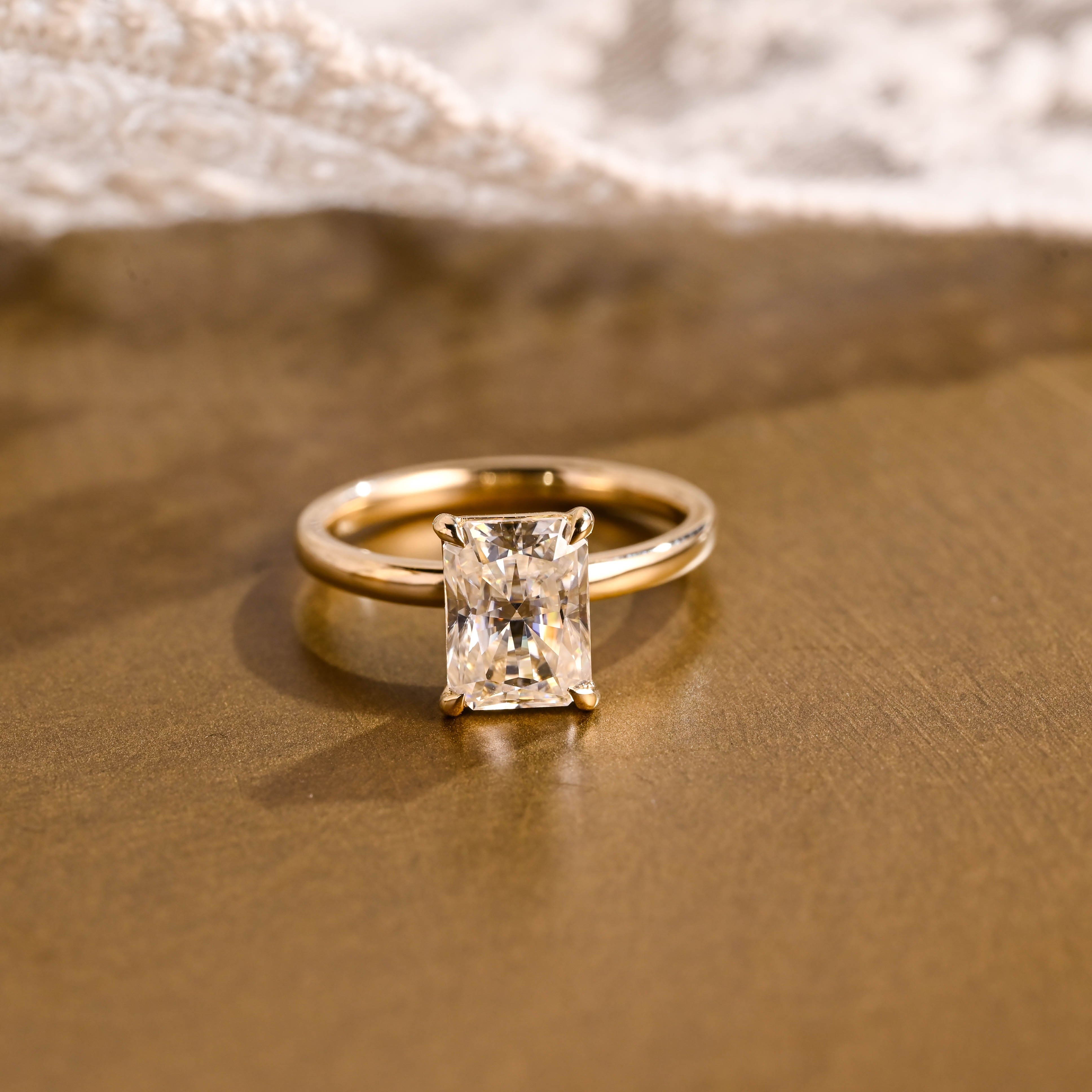 2 CT Emerald Pave Moissanite Engagement Ring