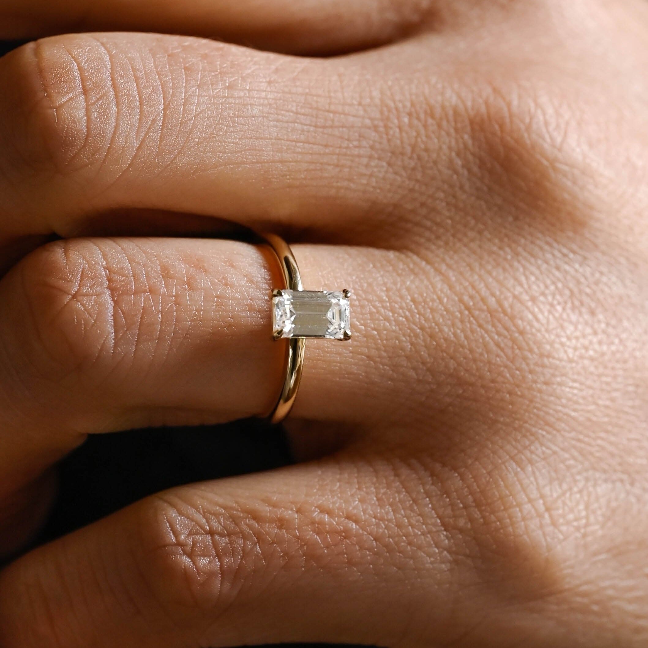 2 CT Emerald Pave Moissanite Engagement Ring