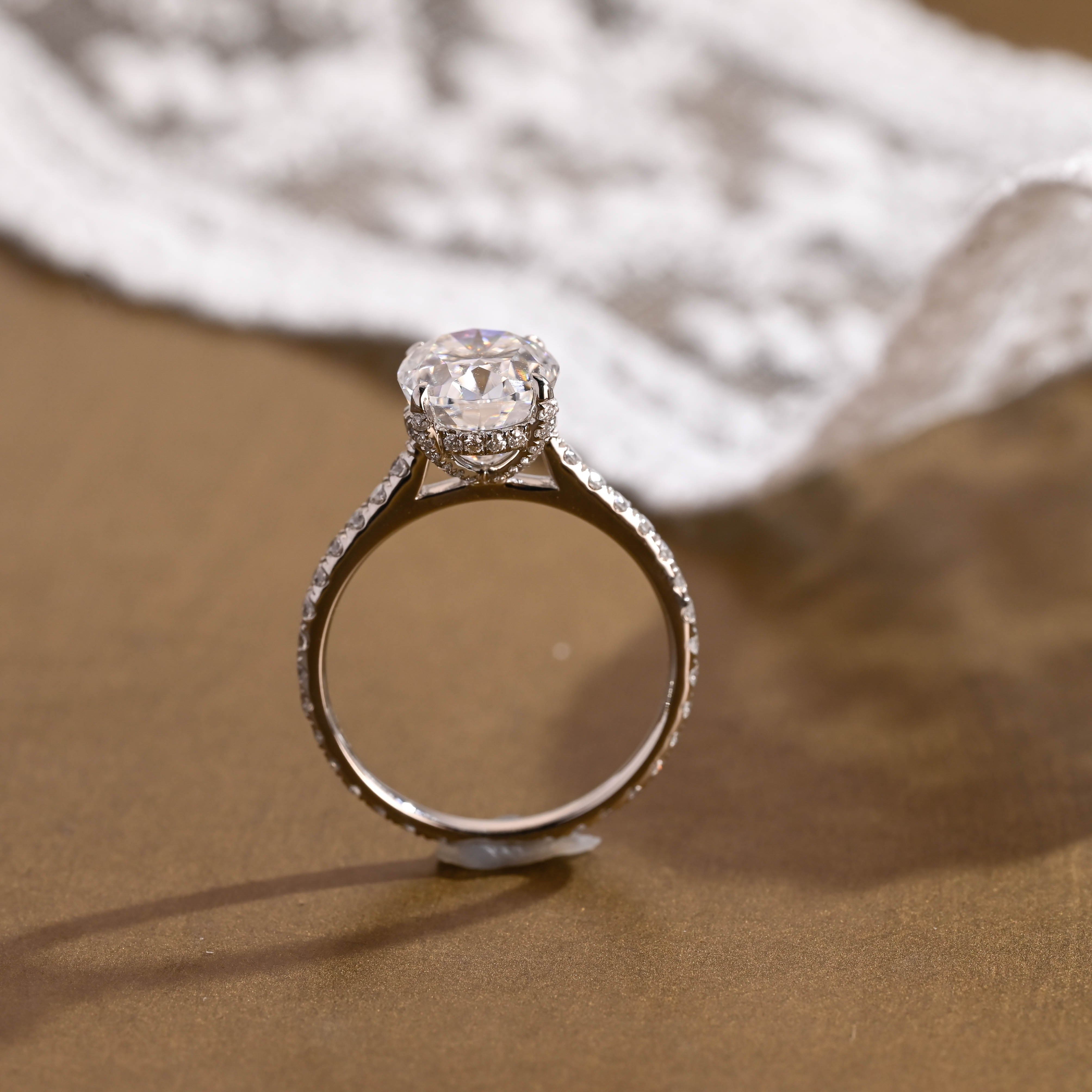 2 CT Emerald Pave Moissanite Engagement Ring