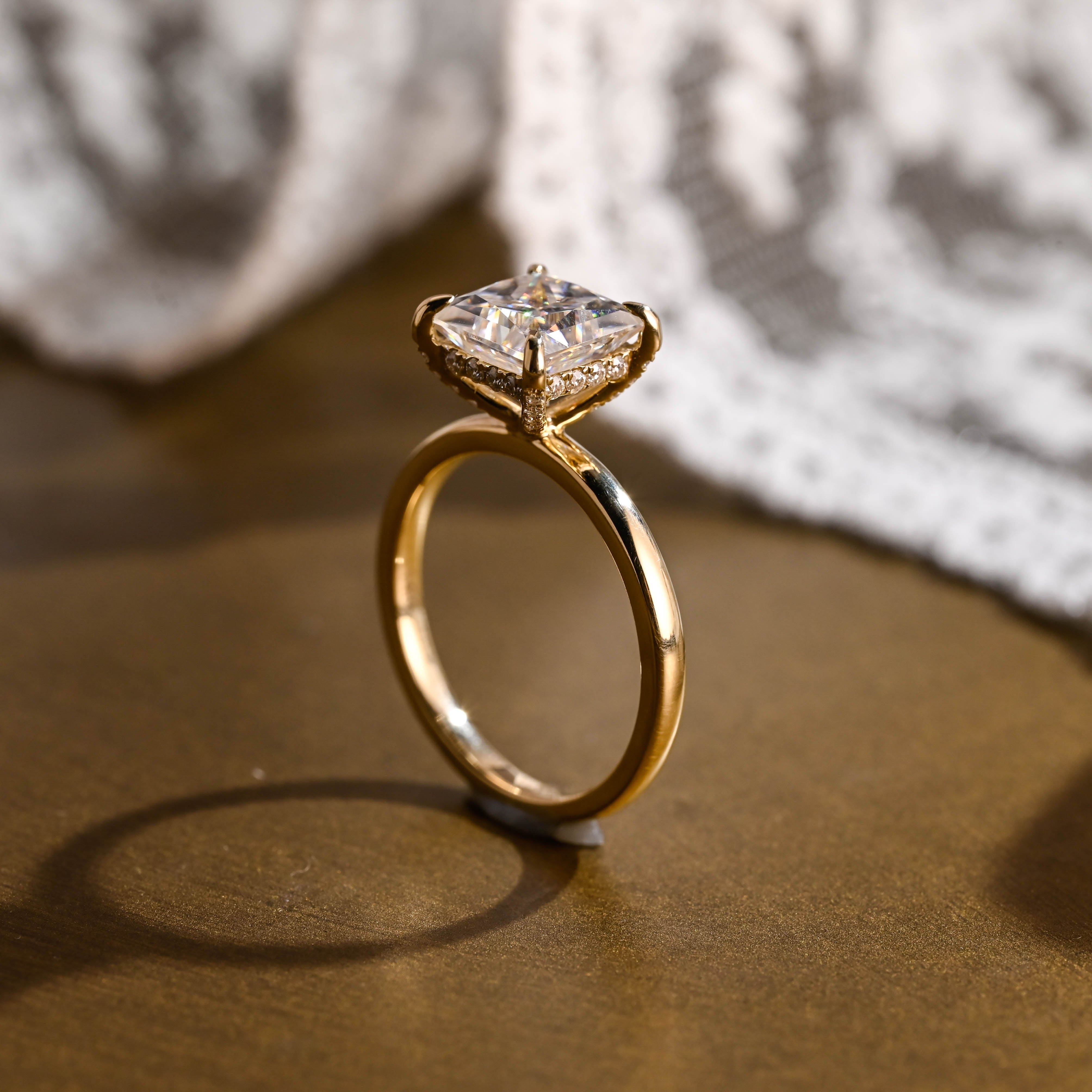 2 CT Emerald Pave Moissanite Engagement Ring