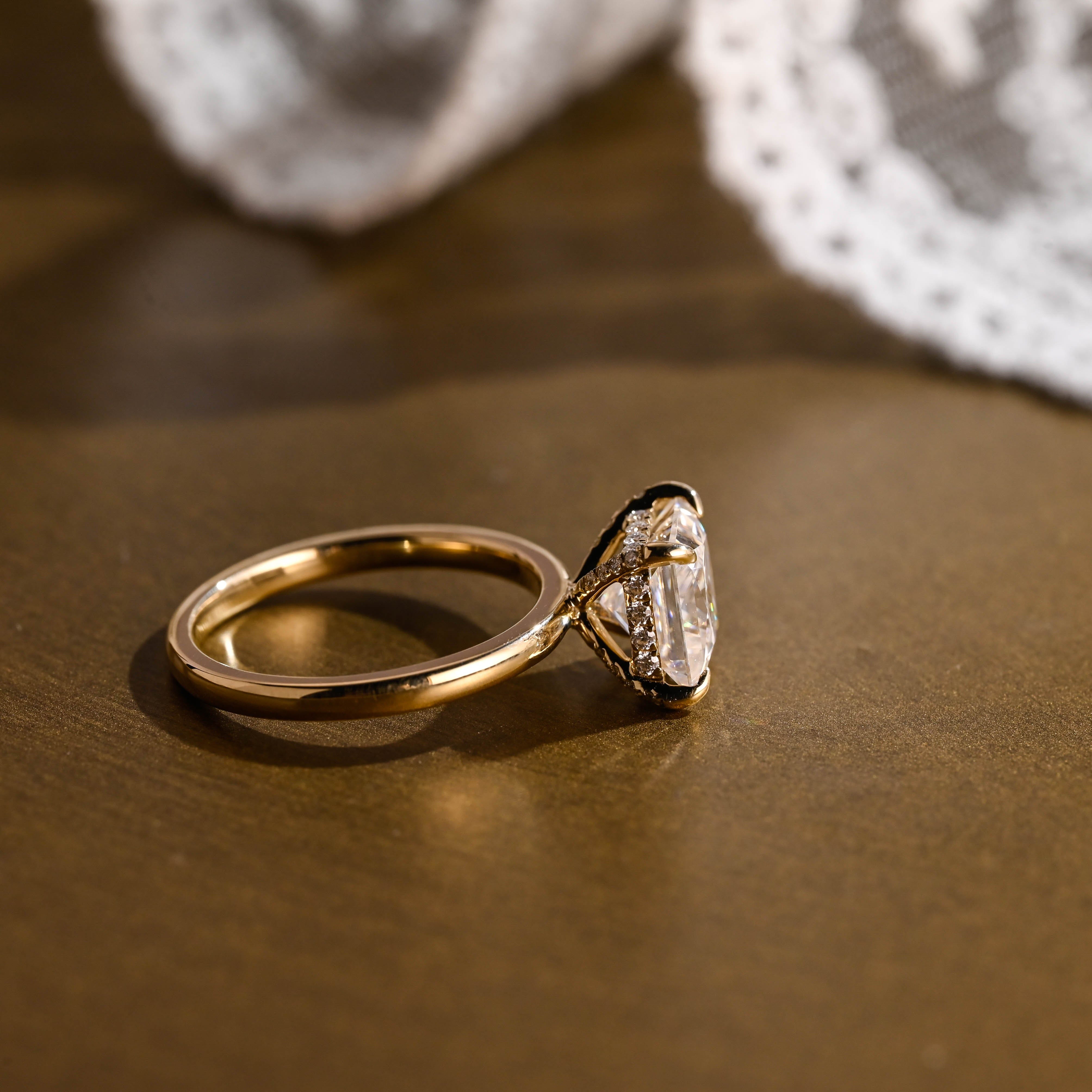 2 CT Emerald Pave Moissanite Engagement Ring