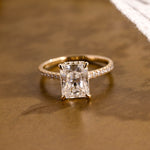 2 CT Emerald Pave Moissanite Engagement Ring