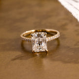 2 CT Emerald Pave Moissanite Engagement Ring