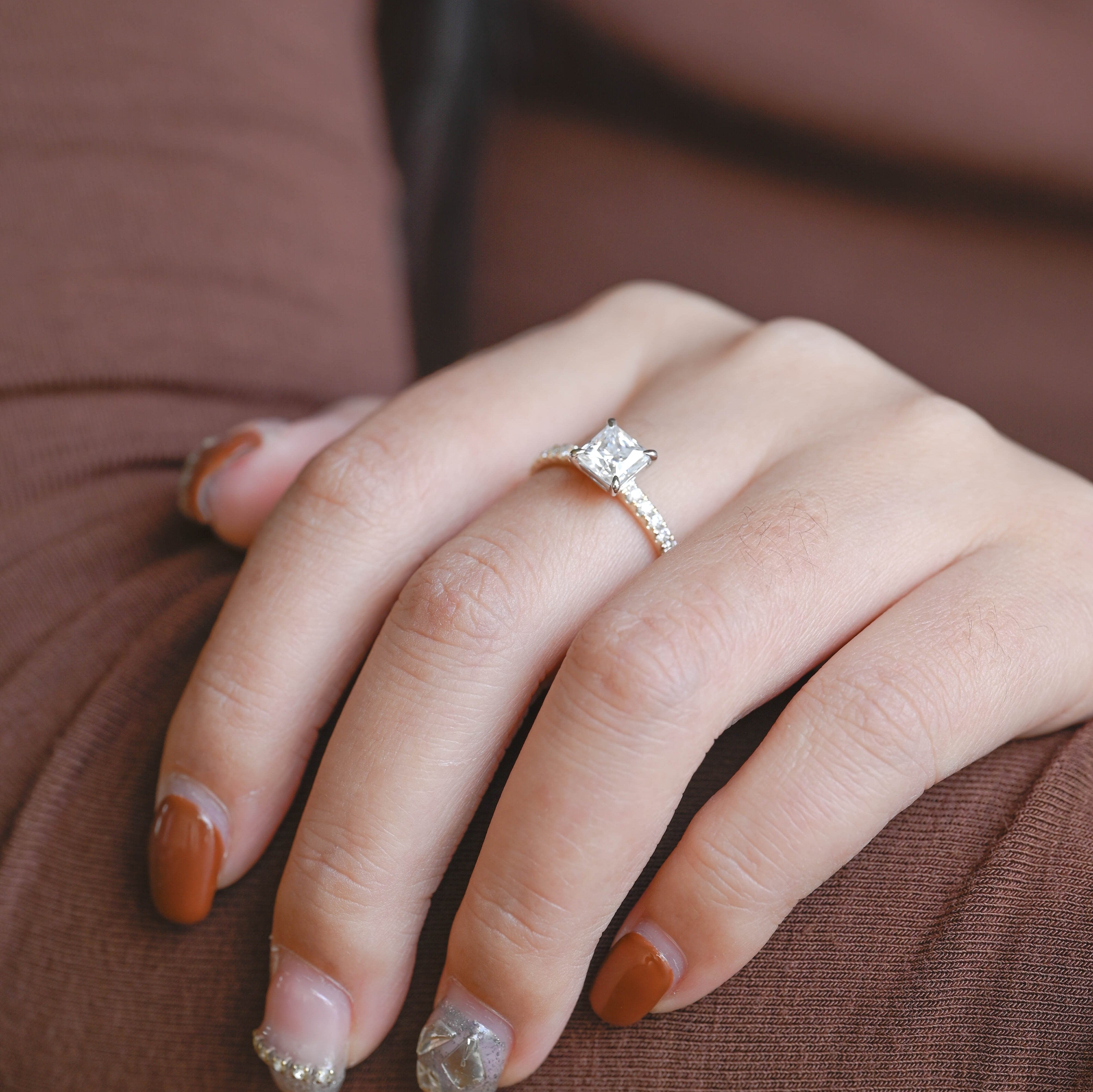 2 CT Emerald Pave Moissanite Engagement Ring
