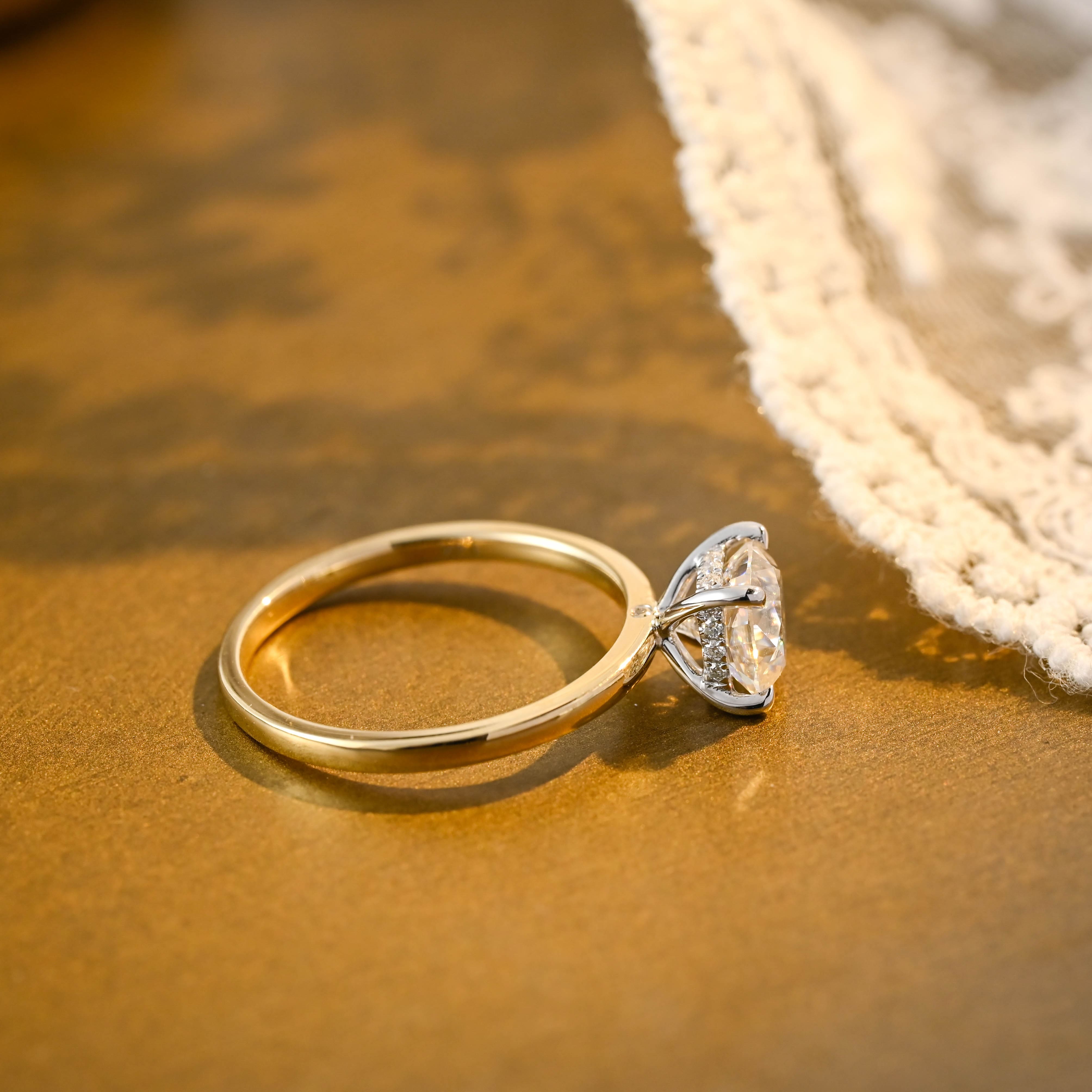 2 CT Emerald Pave Moissanite Engagement Ring