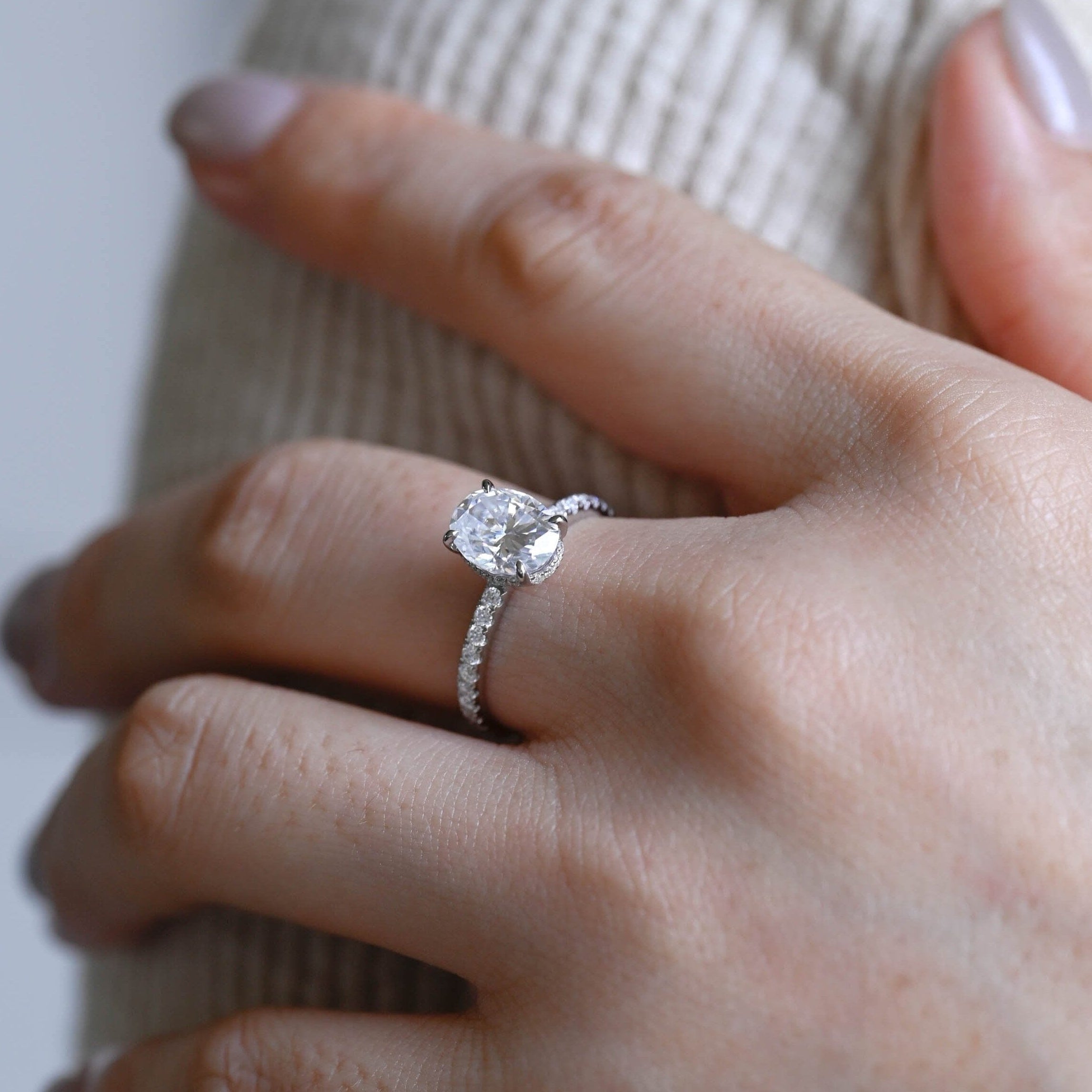 2 CT Emerald Pave Moissanite Engagement Ring