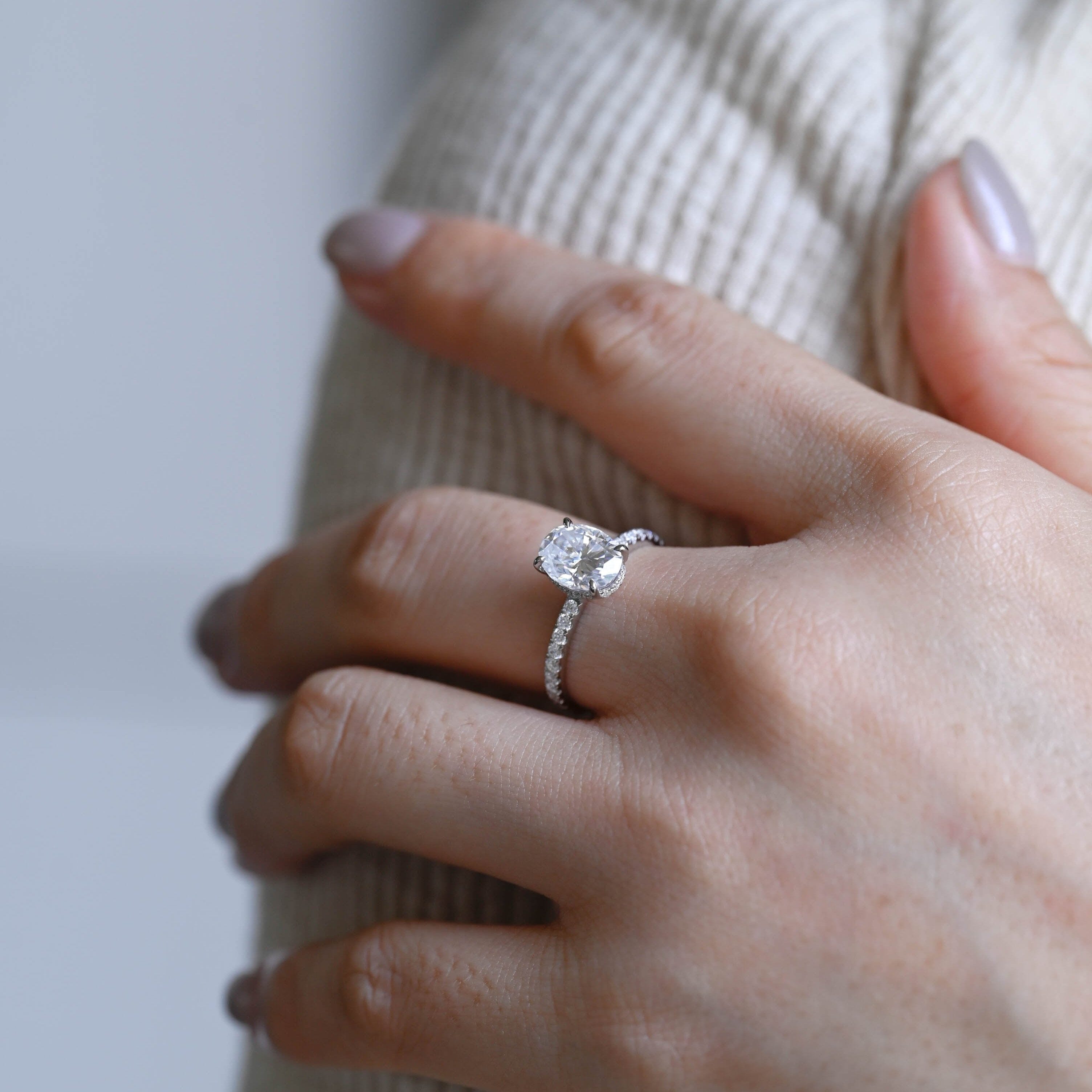 2 CT Emerald Pave Moissanite Engagement Ring