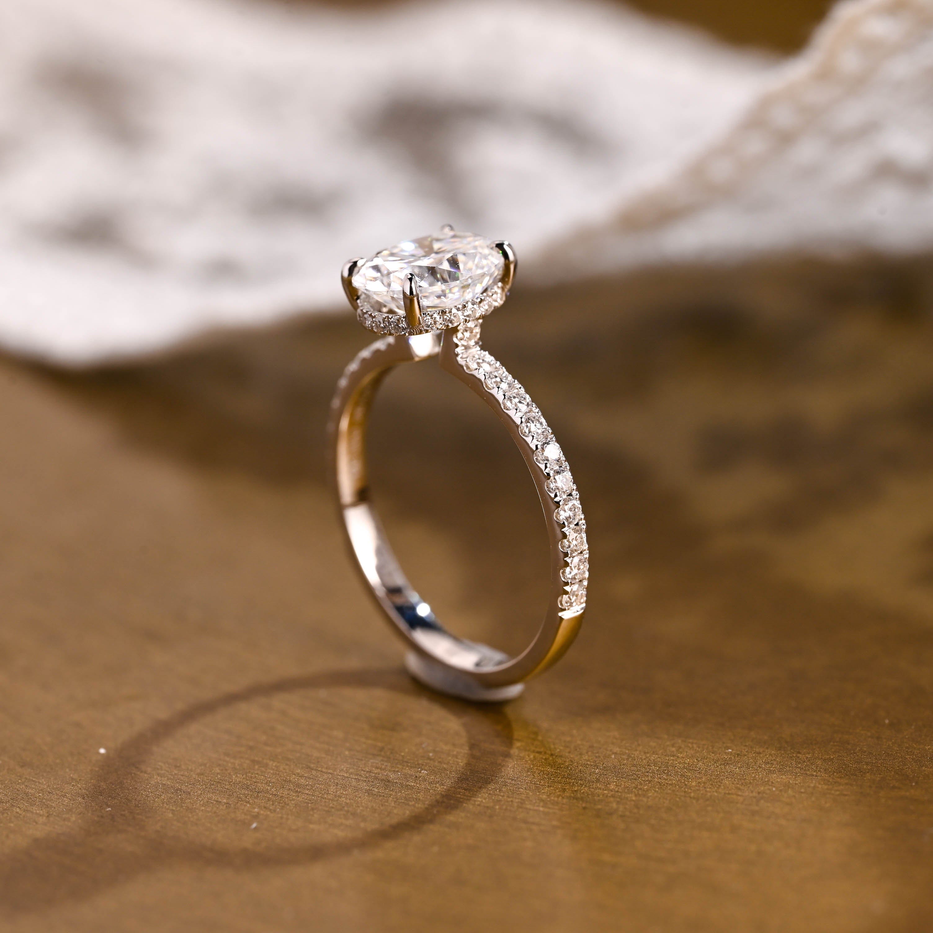 2 CT Emerald Pave Moissanite Engagement Ring