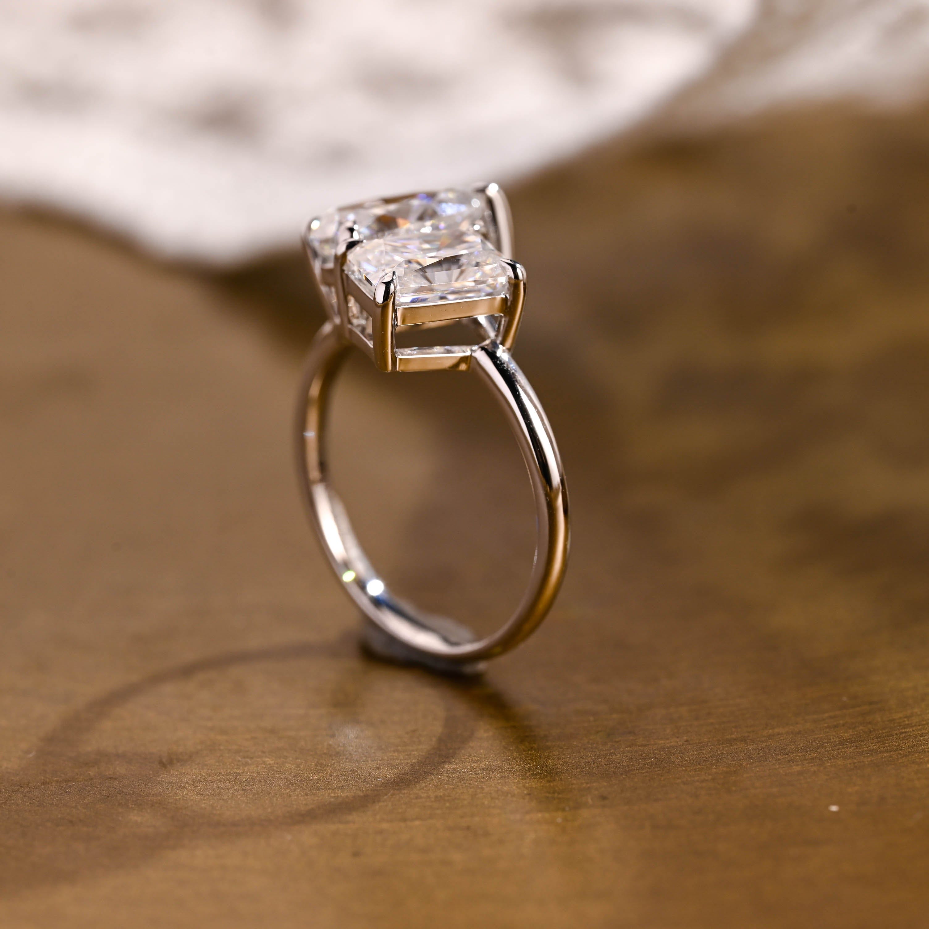 2 CT Emerald Pave Moissanite Engagement Ring