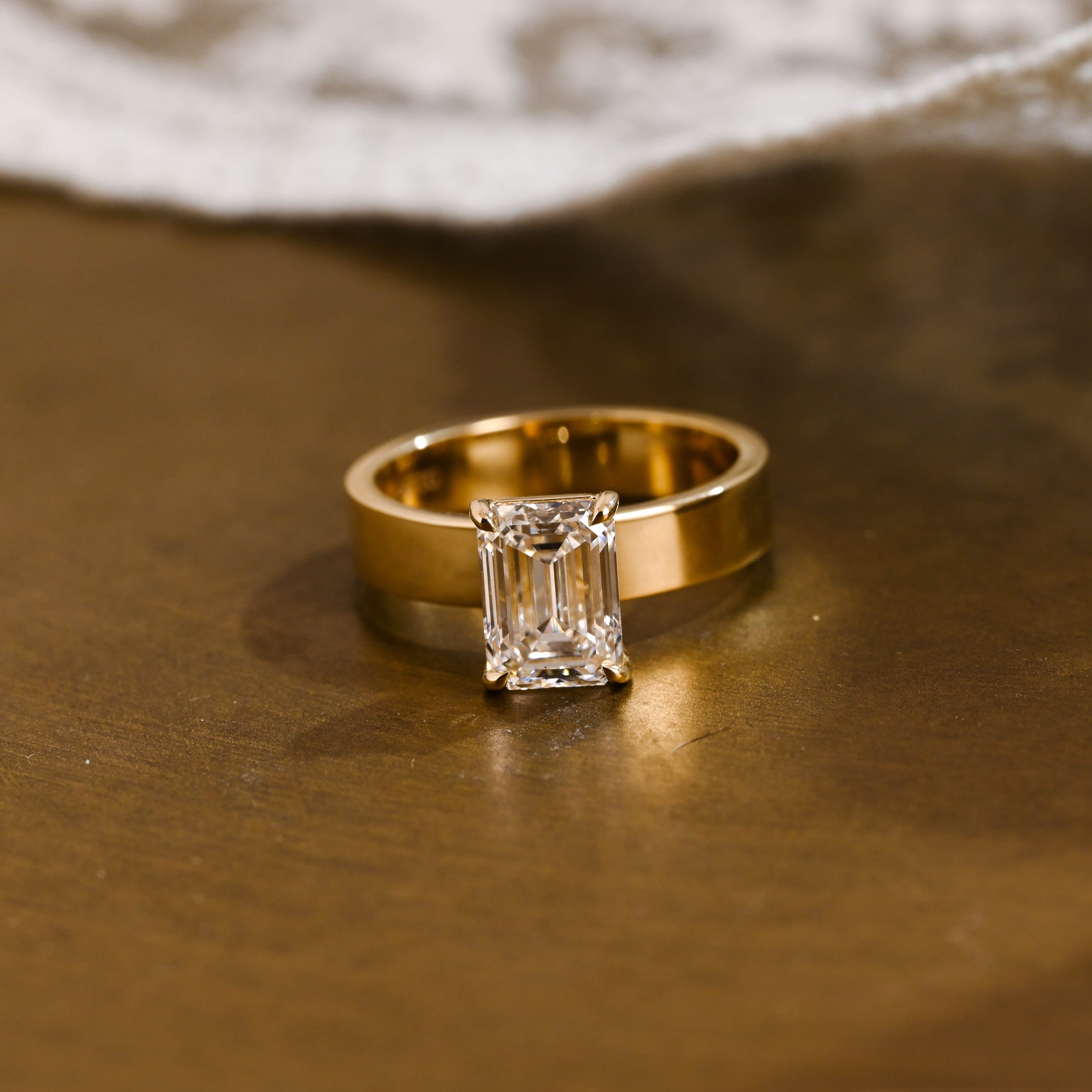 2 CT Emerald Pave Moissanite Engagement Ring
