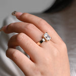 2 CT Emerald Pave Moissanite Engagement Ring